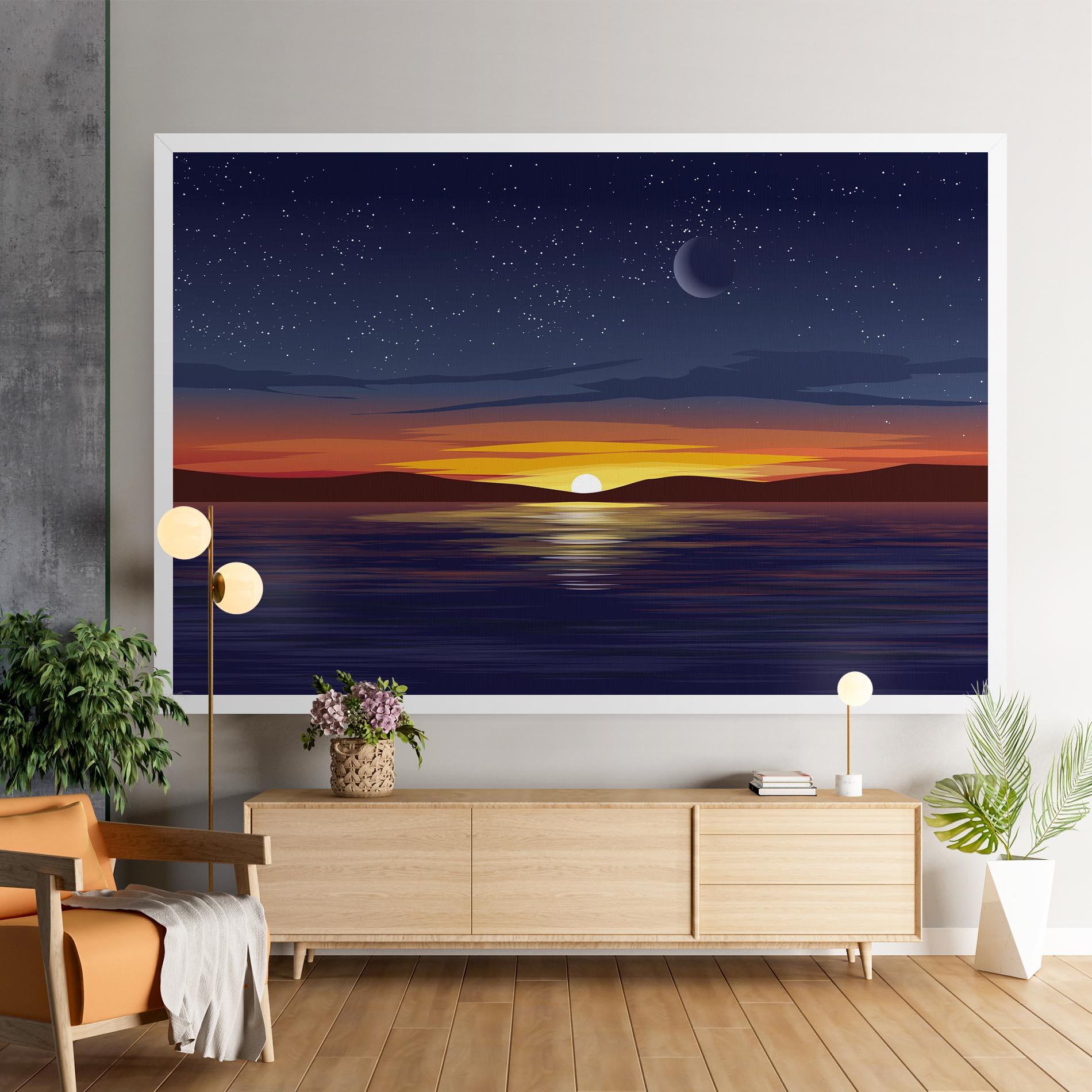 Tablou Canvas Ocean Moon Sunset mockup 9