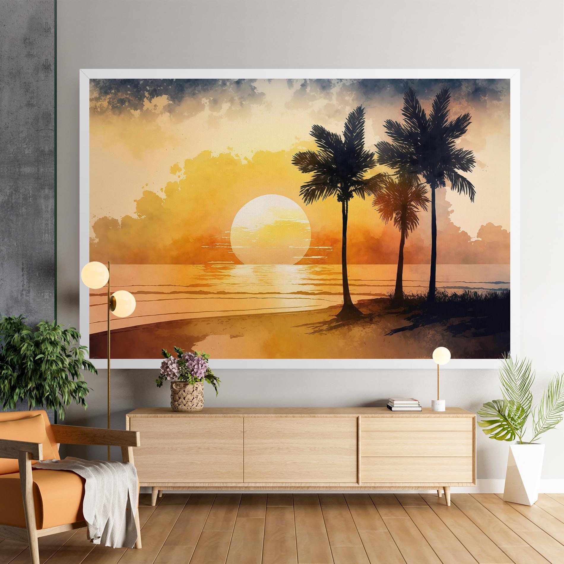 Tablou Canvas Palm Trees Sunset mockup 9