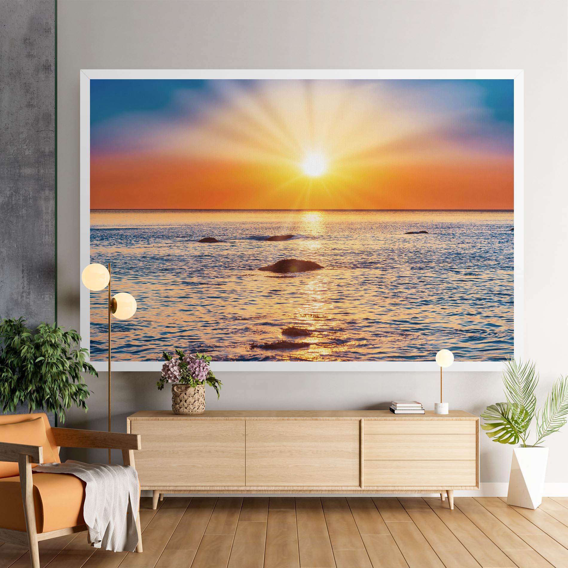 Tablou Canvas Sunset Beach Rocks mockup 9