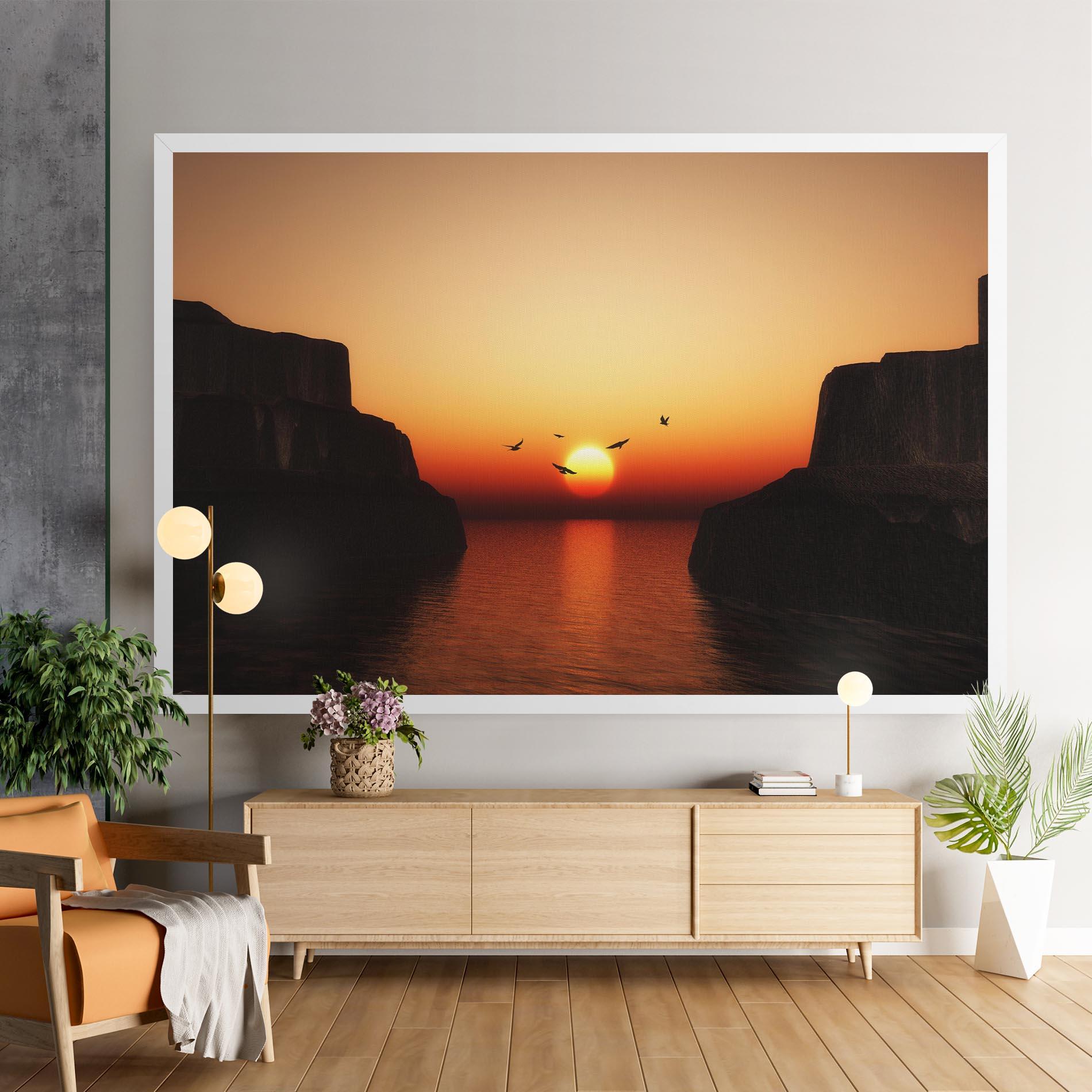 Tablou Canvas Sunset Silhouette Birds mockup 9