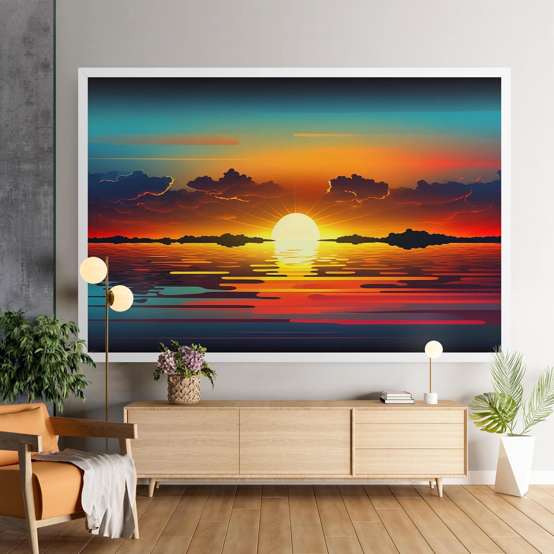 Tablou Canvas Yellow Sunset Illustration mockup 9