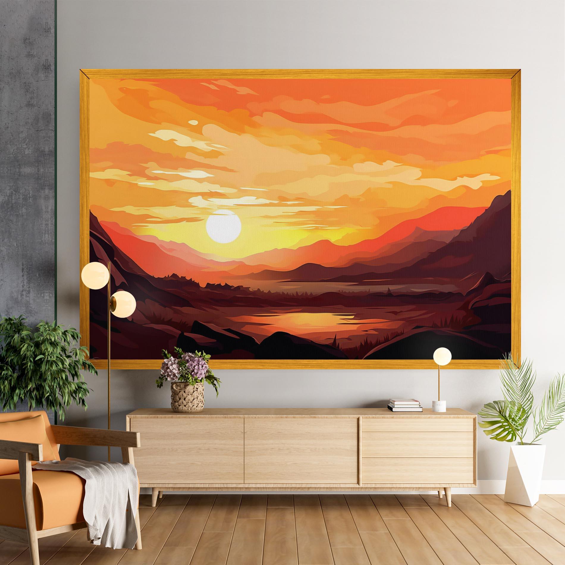 Tablou Canvas Beautiful Sunset Illustration mockup 9