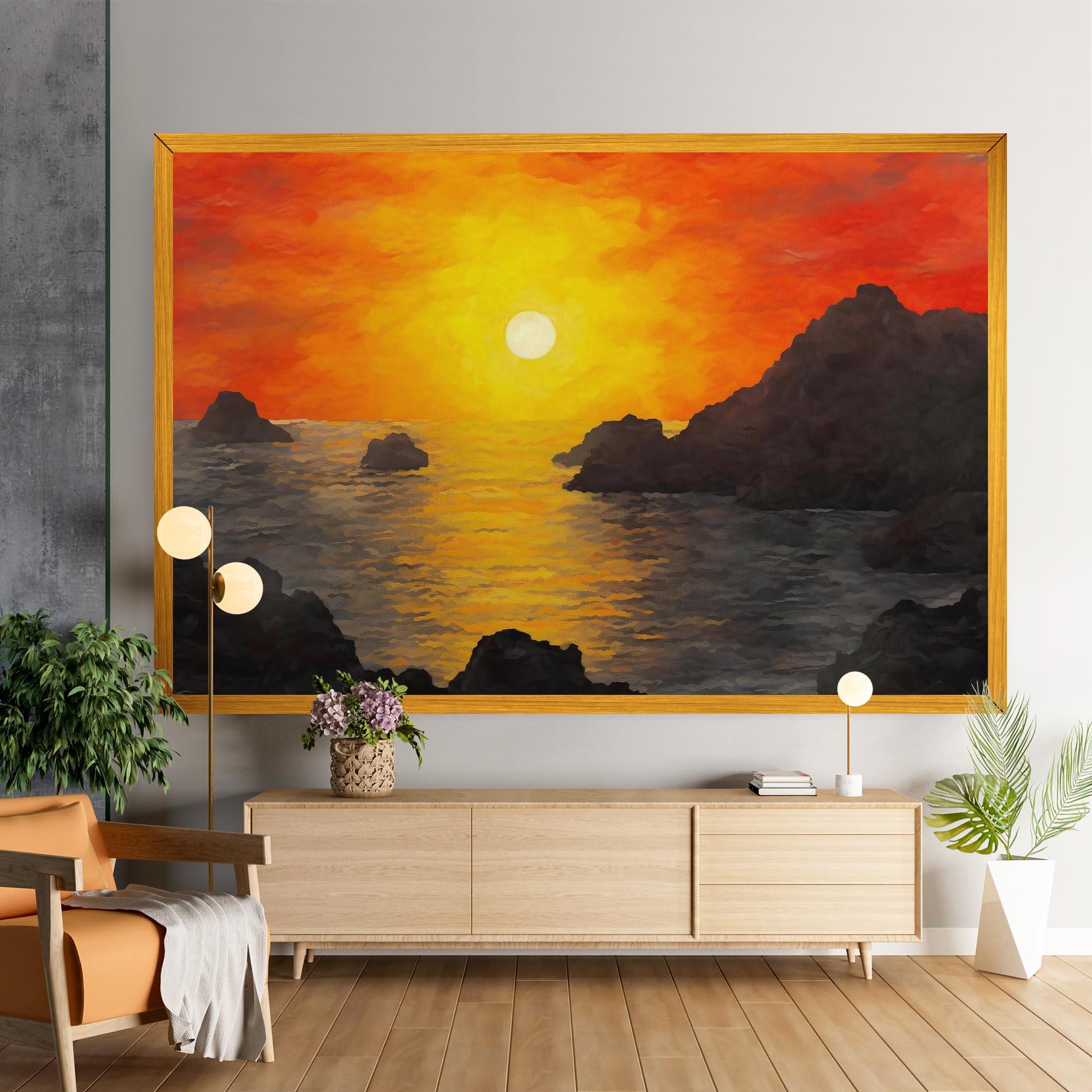 Tablou Canvas Mountains Rocks Painting mockup 9