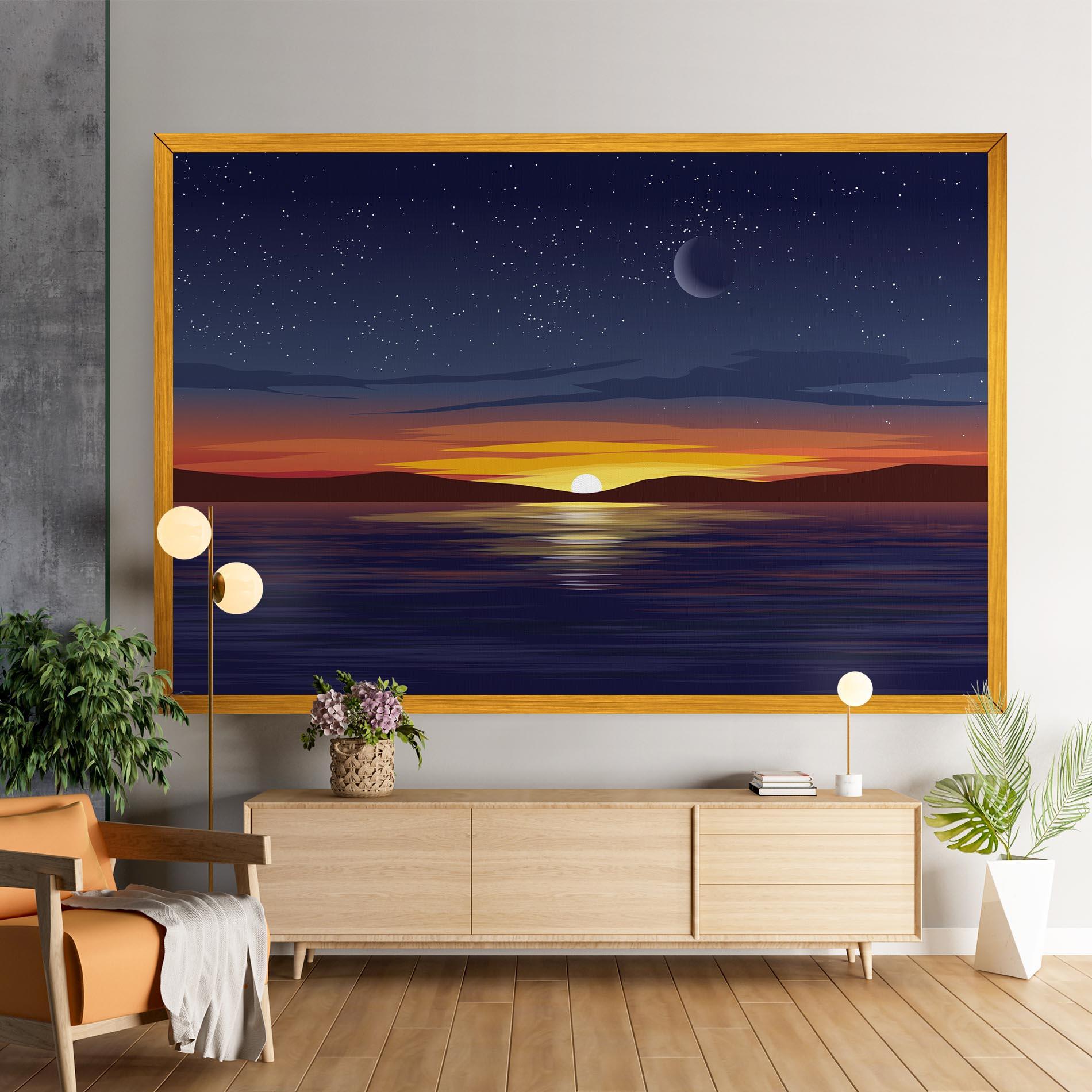 Tablou Canvas Ocean Moon Sunset mockup 9