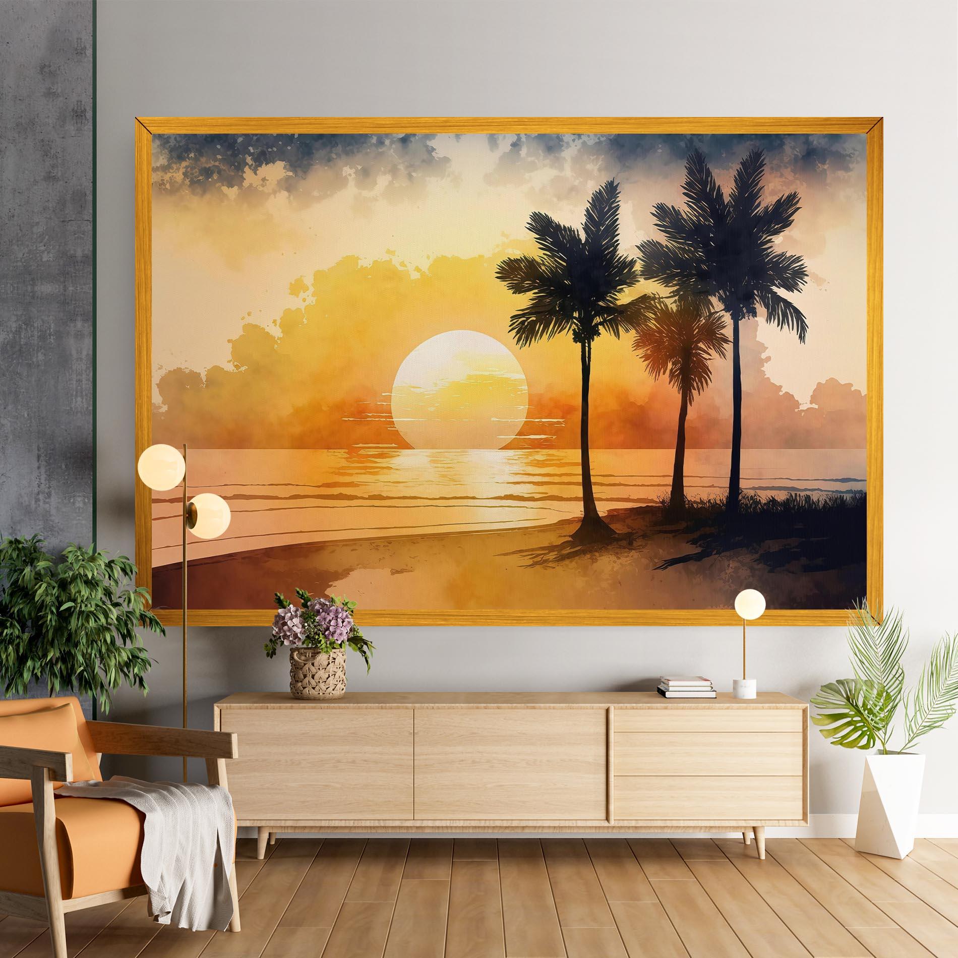 Tablou Canvas Palm Trees Sunset mockup 9