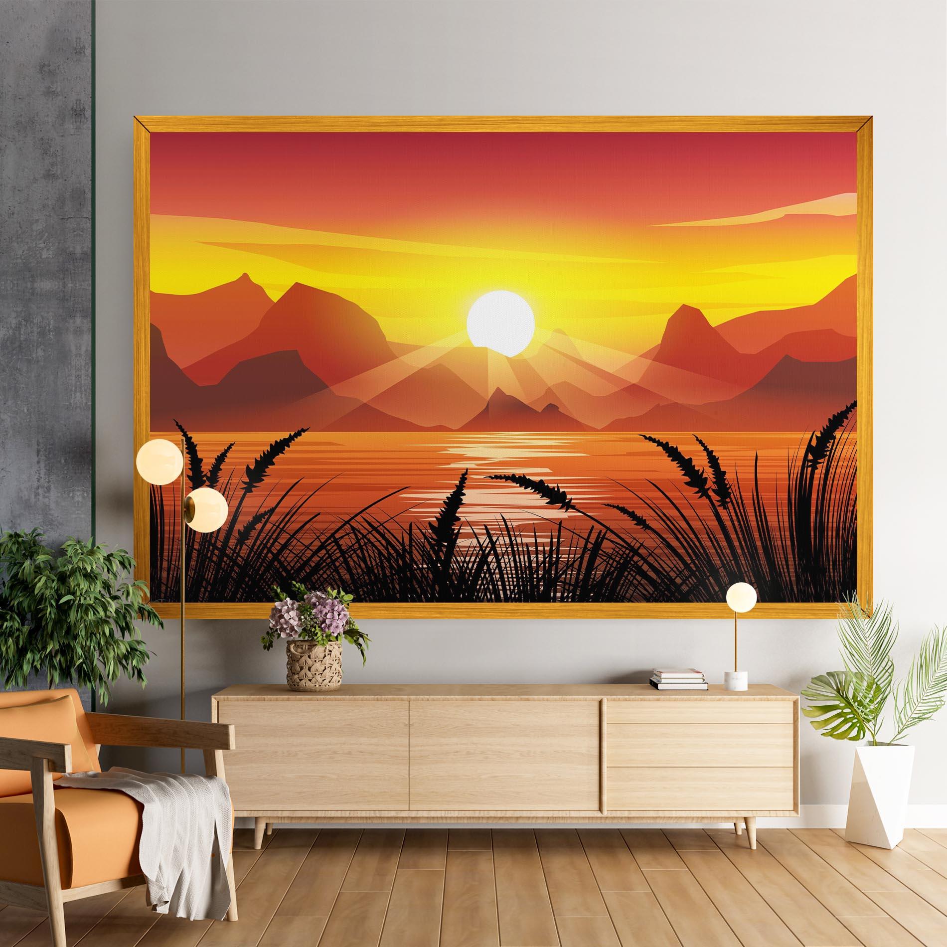Tablou Canvas Sunrise Grass Art mockup 9