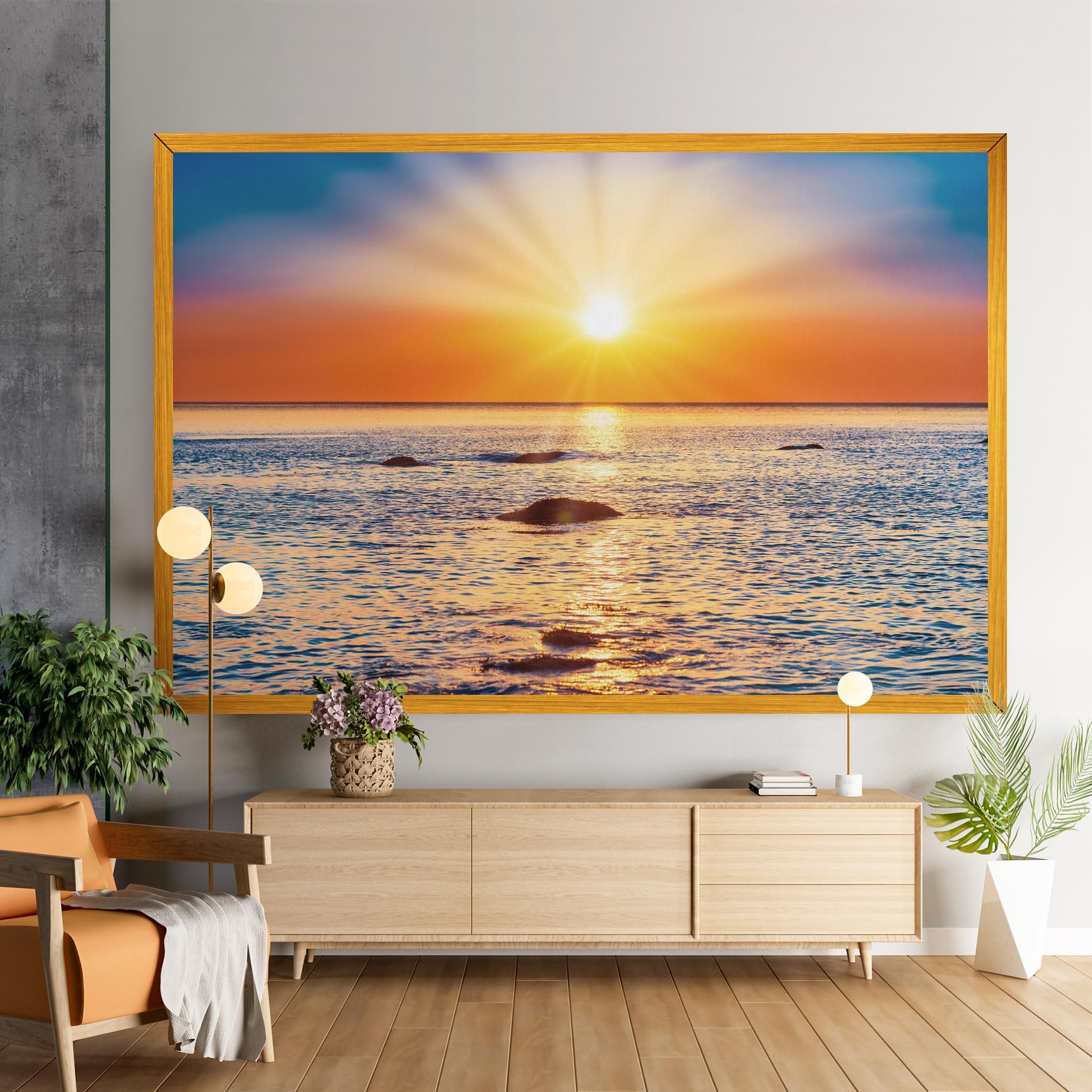 Tablou Canvas Sunset Beach Rocks mockup 9