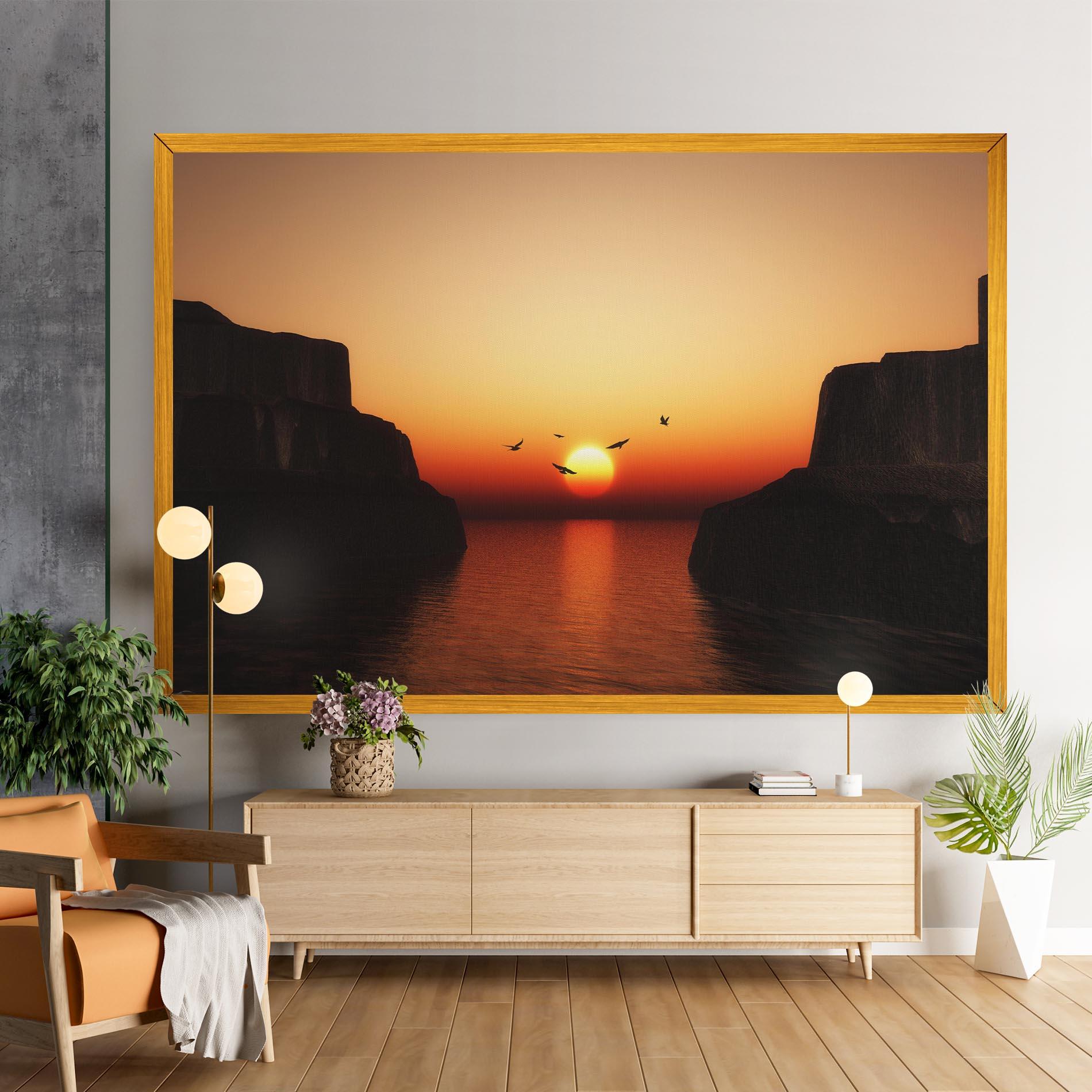 Tablou Canvas Sunset Silhouette Birds mockup 9