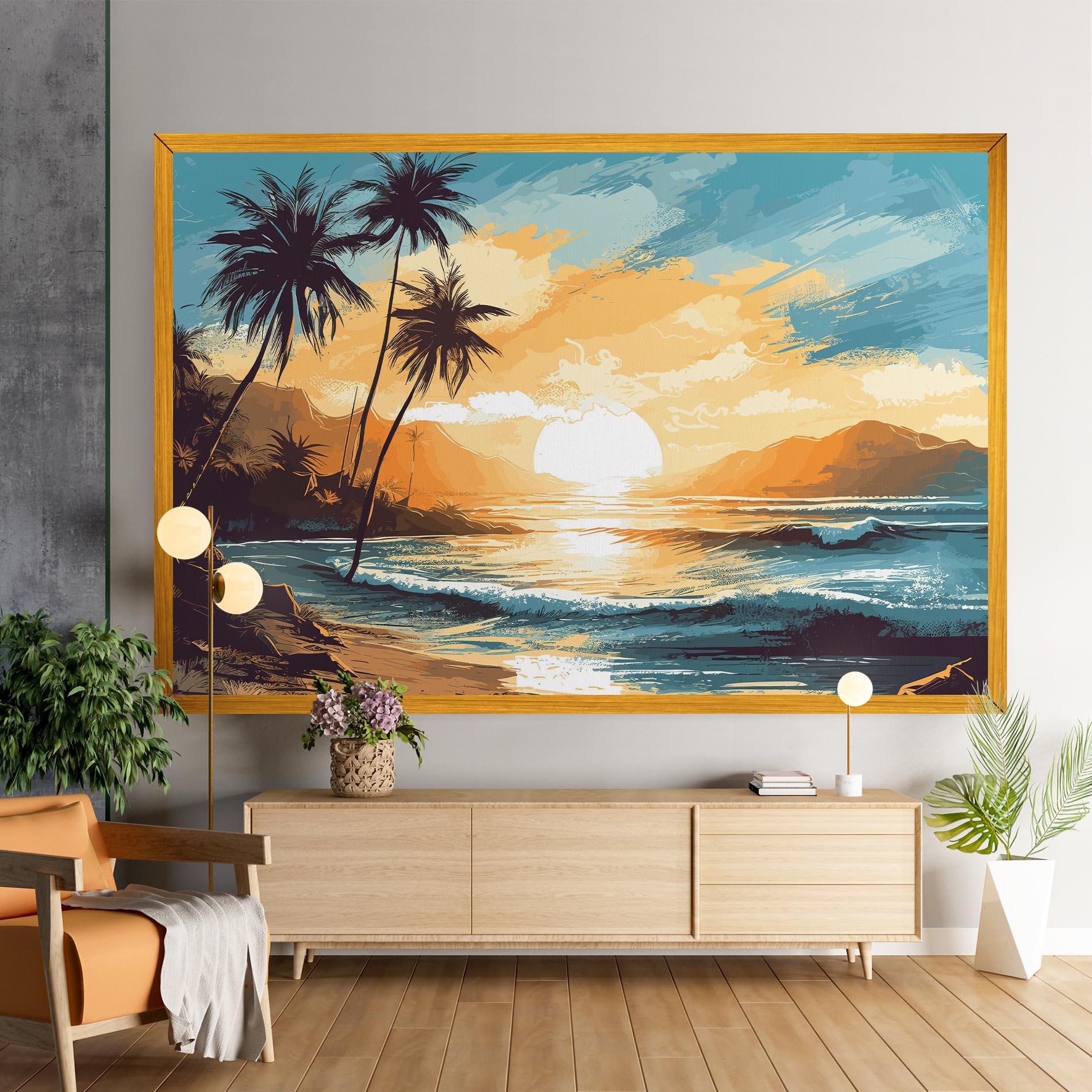 Tablou Canvas Yellow Blue Sunrise mockup 9