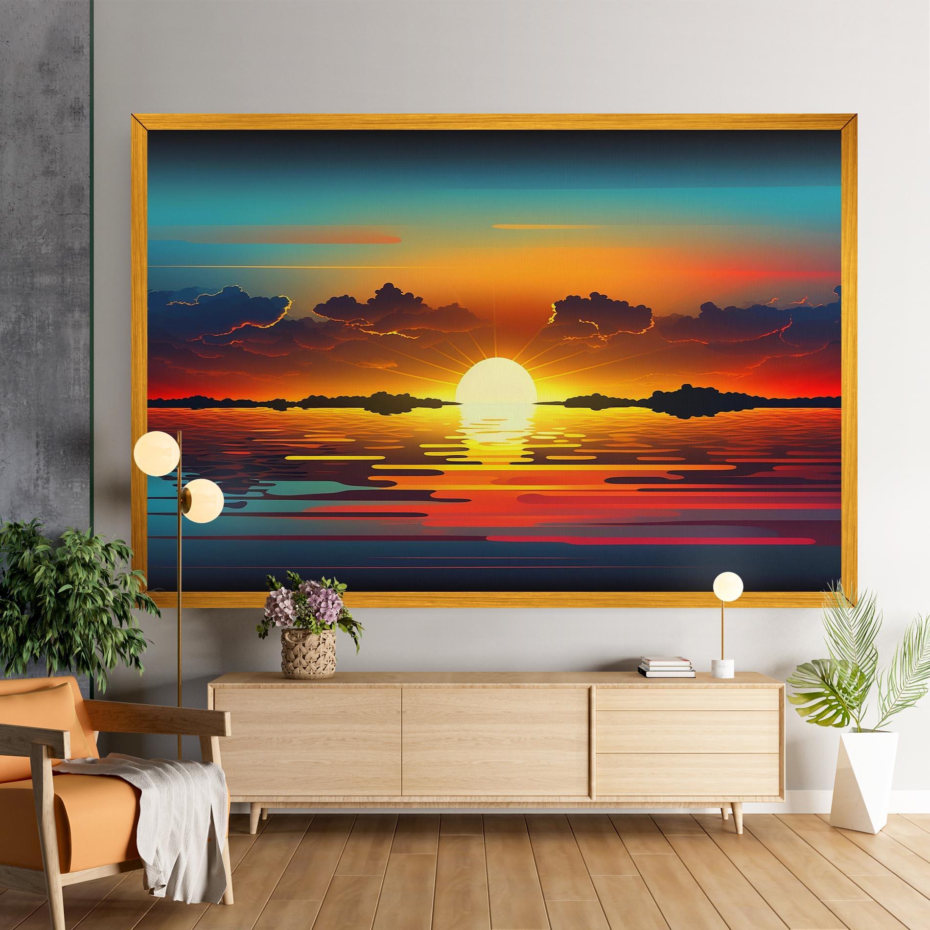 Tablou Canvas Yellow Sunset Illustration mockup 9
