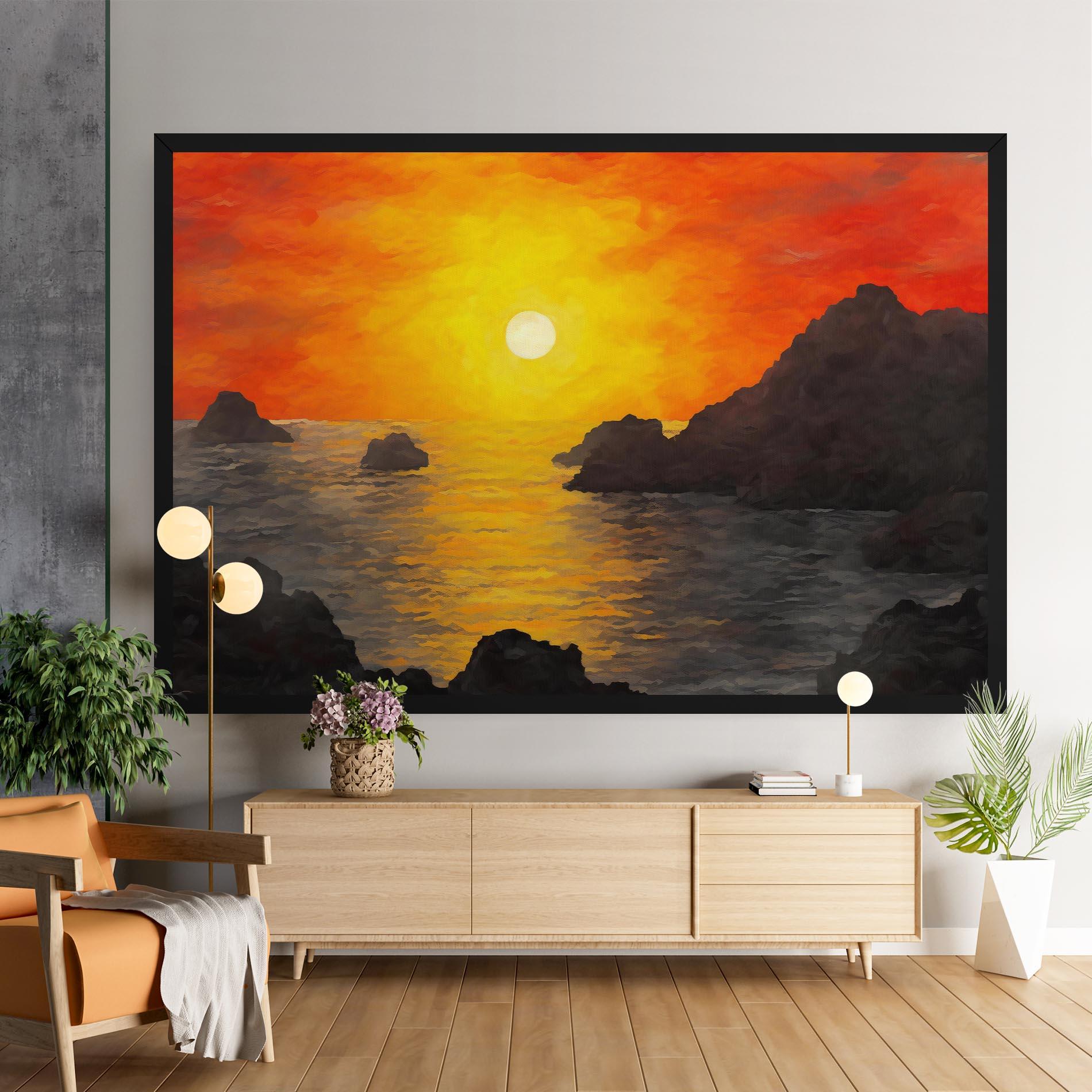 Tablou Canvas Mountains Rocks Painting mockup 9