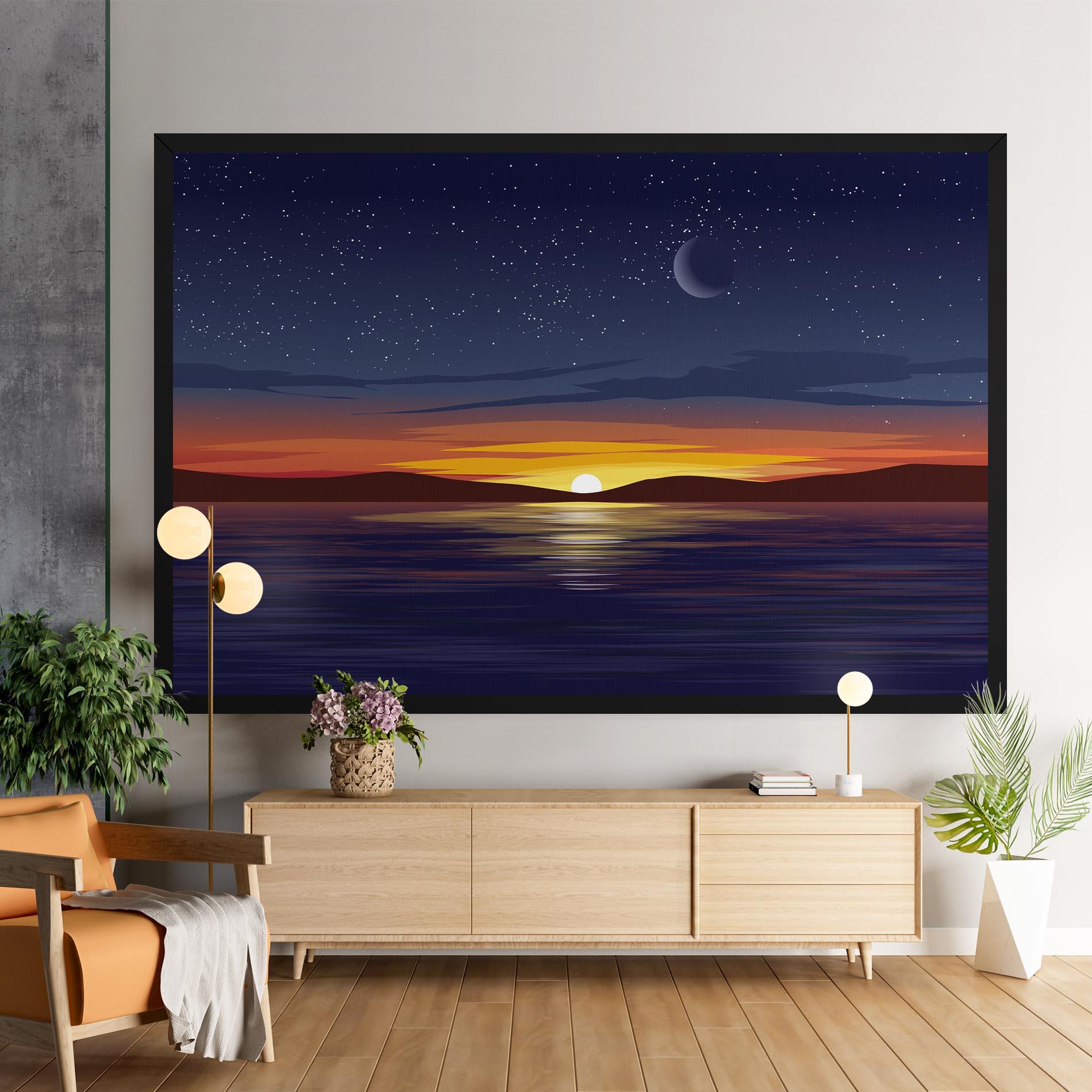 Tablou Canvas Ocean Moon Sunset mockup 9