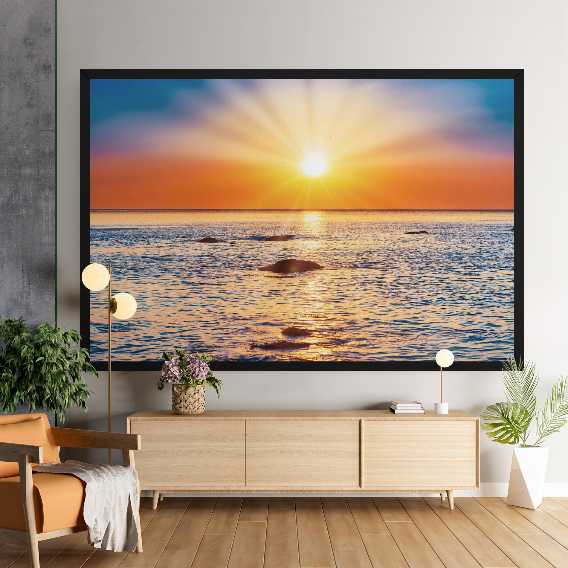 Tablou Canvas Sunset Beach Rocks mockup 9