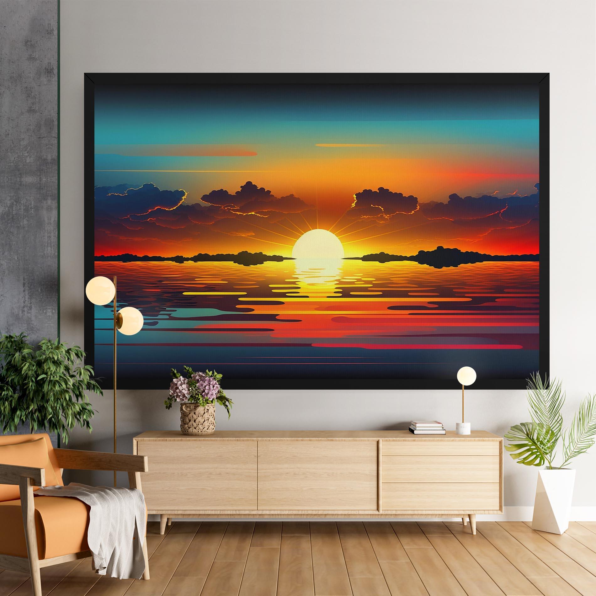 Tablou Canvas Yellow Sunset Illustration mockup 9