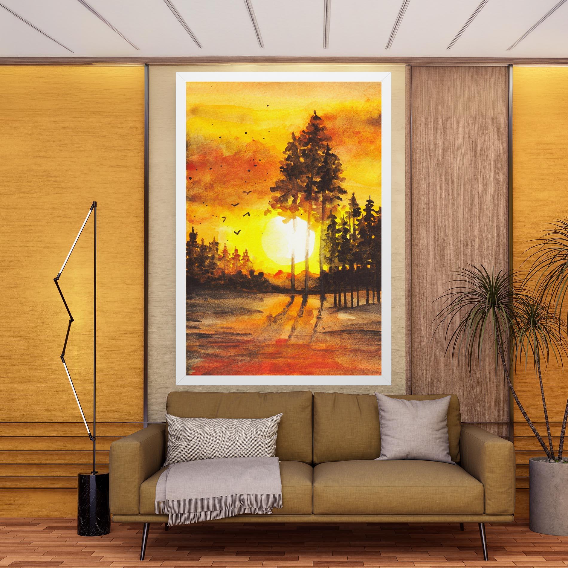 Tablou Canvas Watercolor Sunset Painting mockup 9