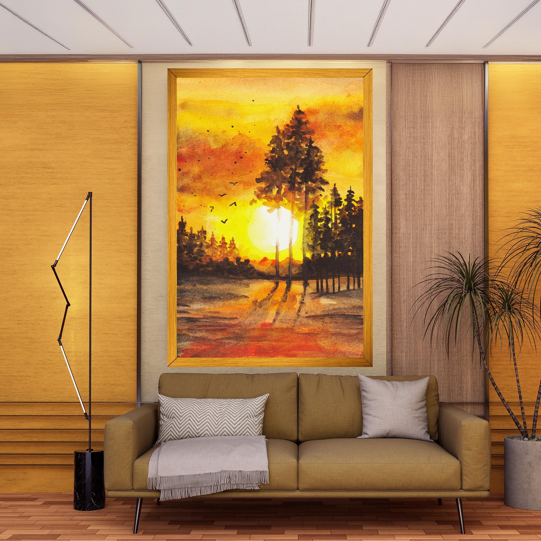 Tablou Canvas Watercolor Sunset Painting mockup 9