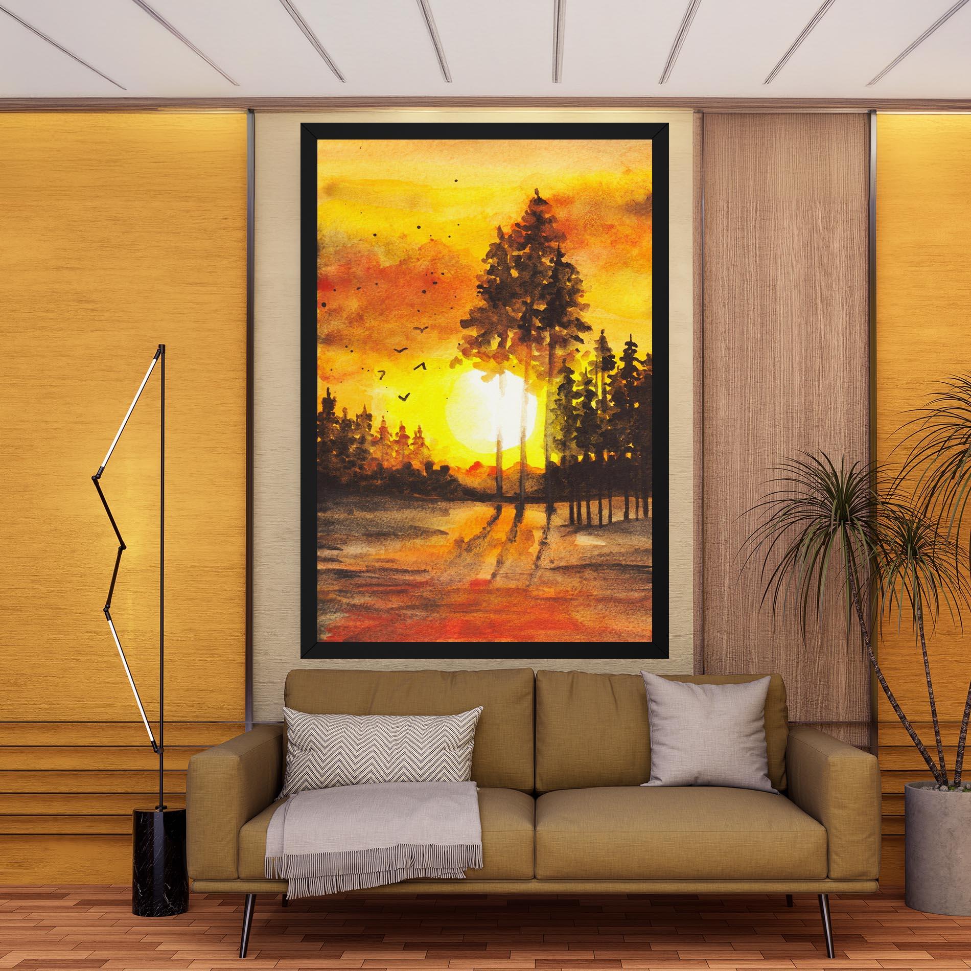 Tablou Canvas Watercolor Sunset Painting mockup 9