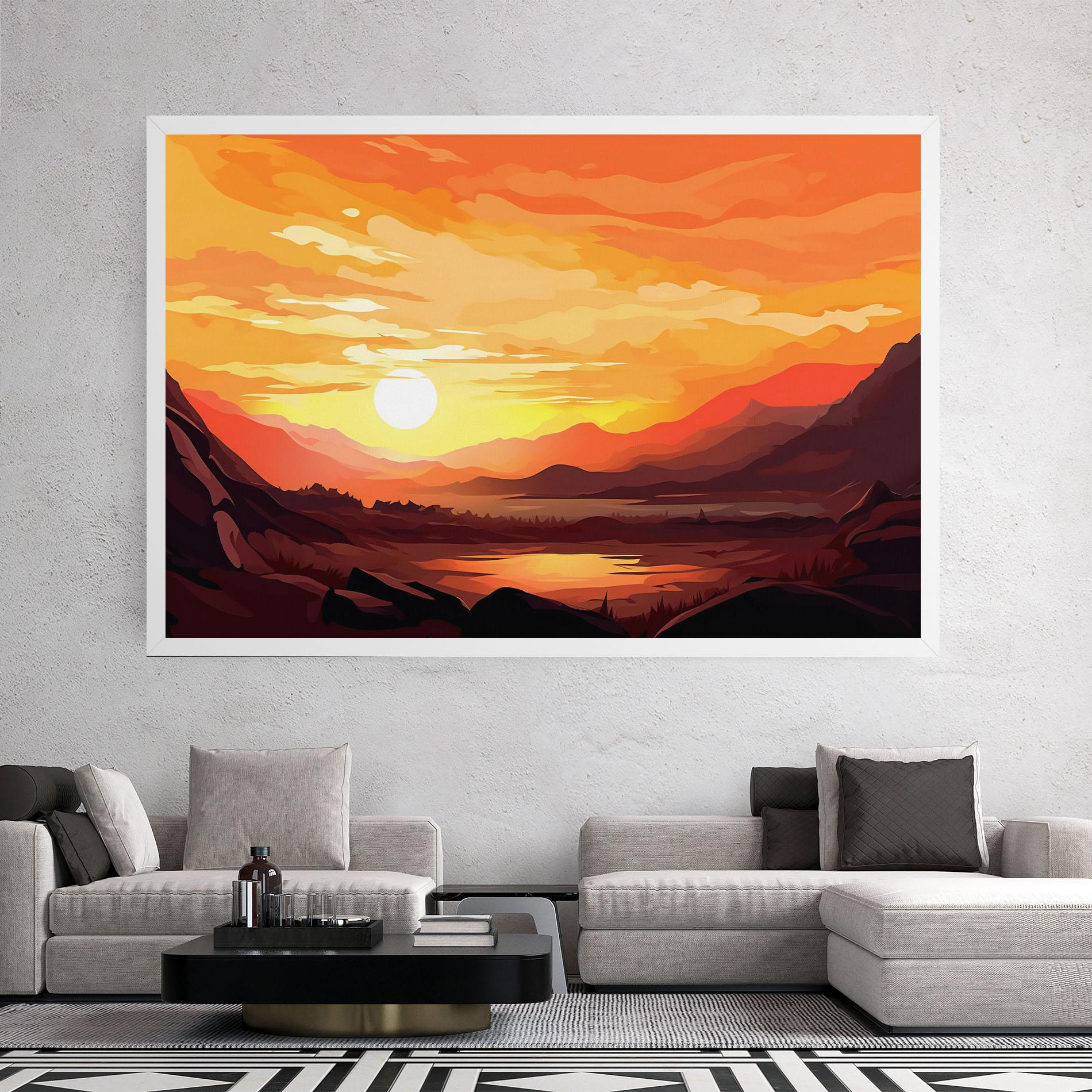 Tablou Canvas Beautiful Sunset Illustration mockup 2