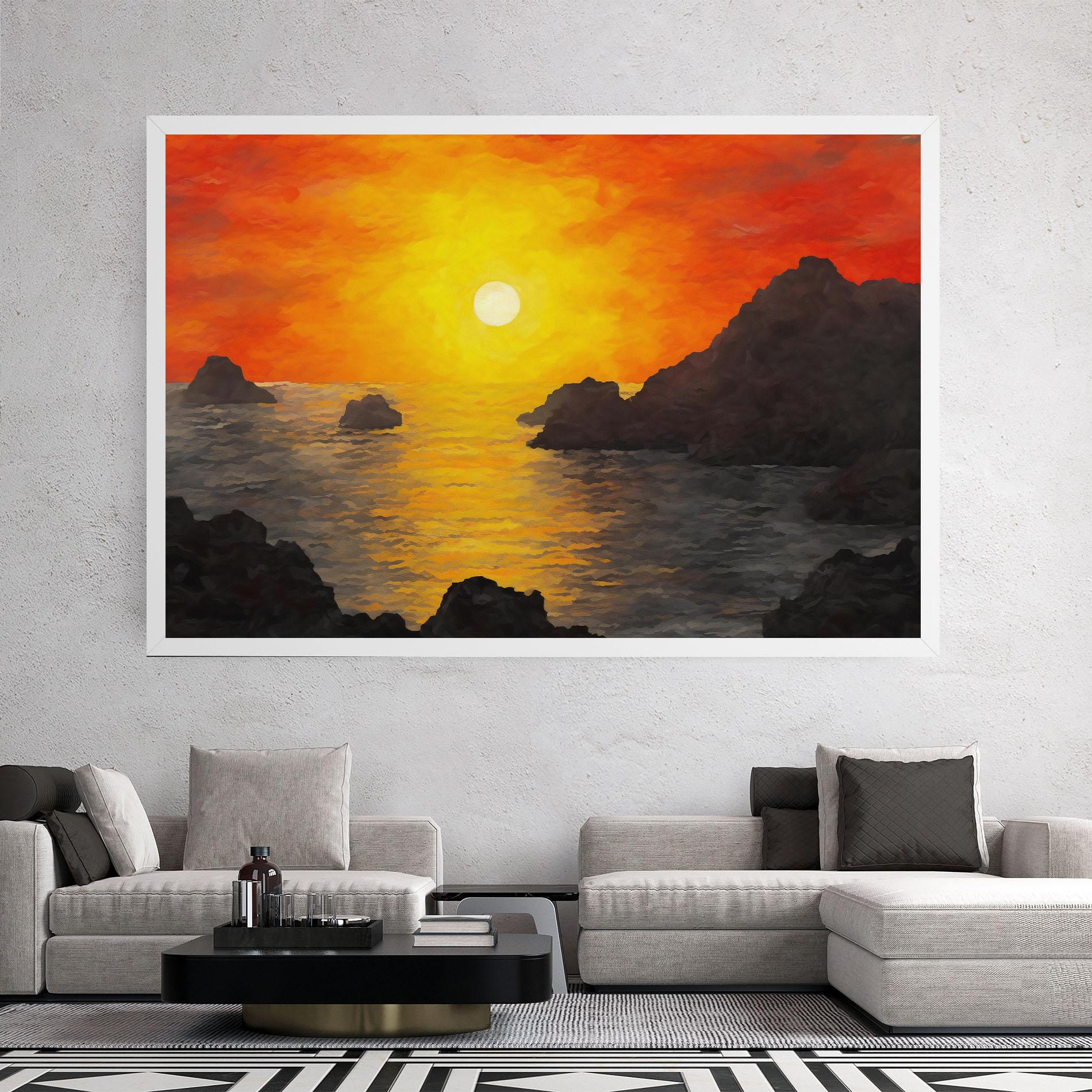 Tablou Canvas Mountains Rocks Painting mockup 2