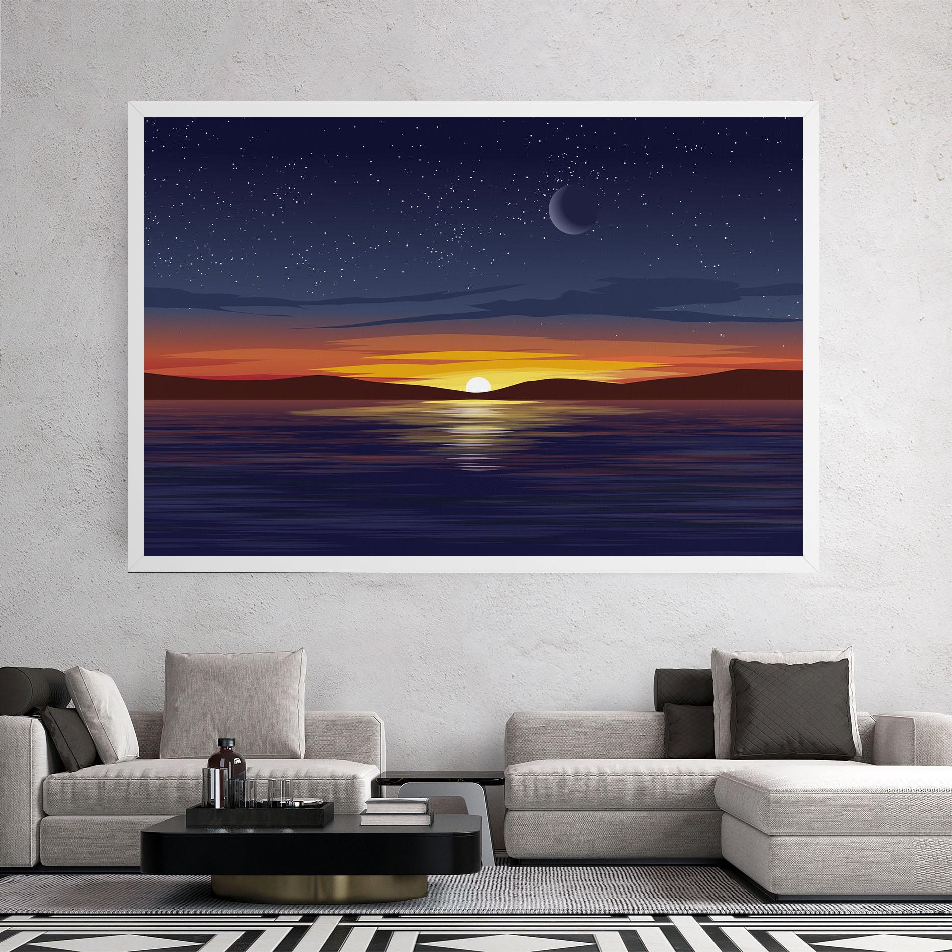 Tablou Canvas Ocean Moon Sunset mockup 2