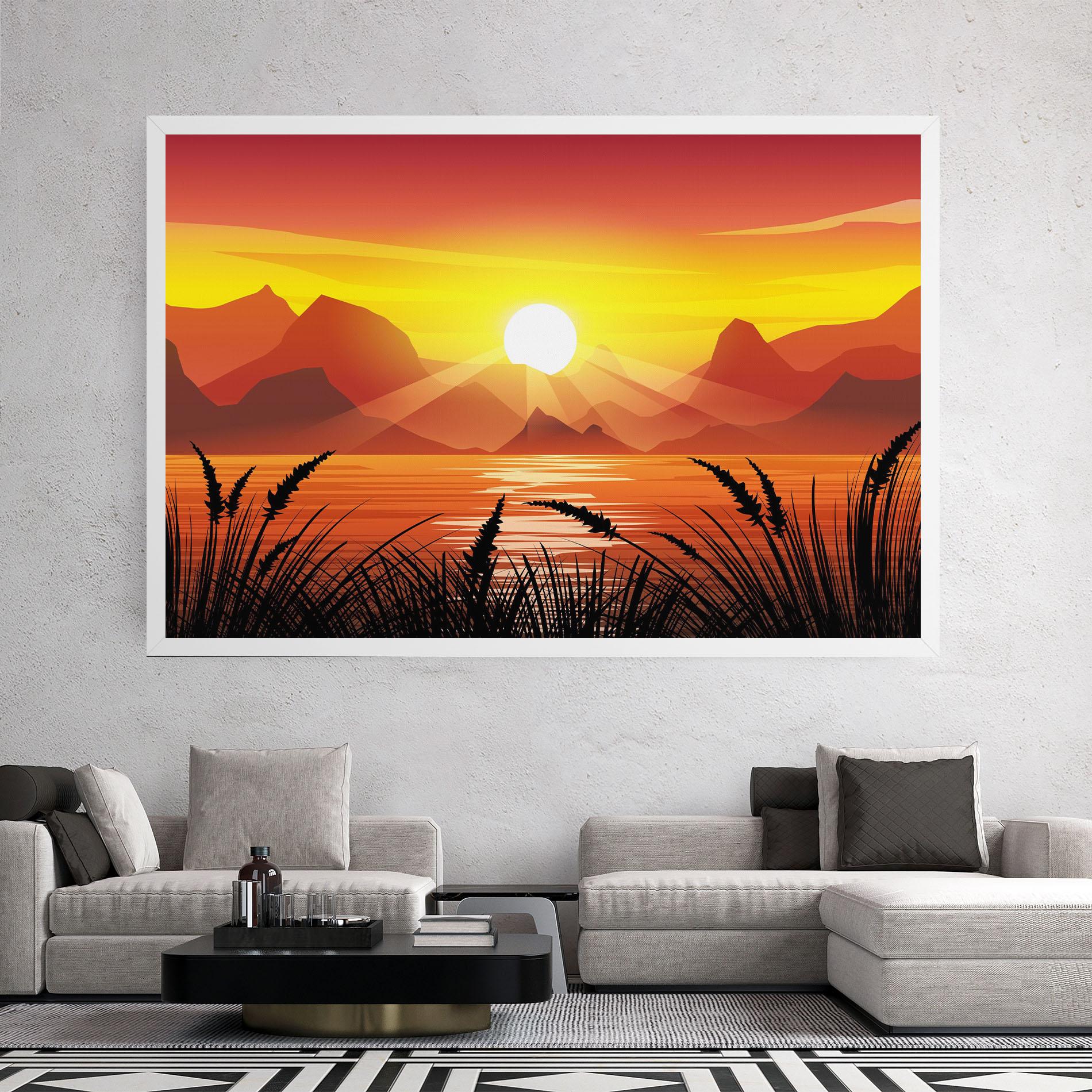 Tablou Canvas Sunrise Grass Art mockup 2