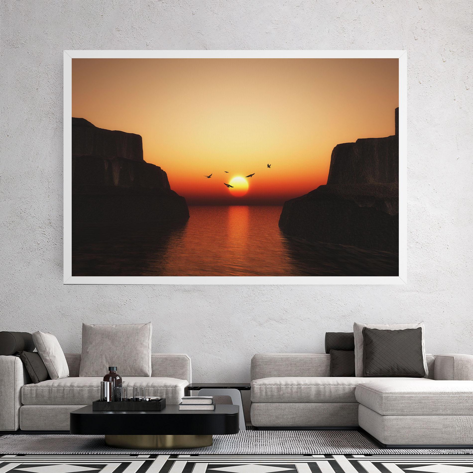Tablou Canvas Sunset Silhouette Birds mockup 2