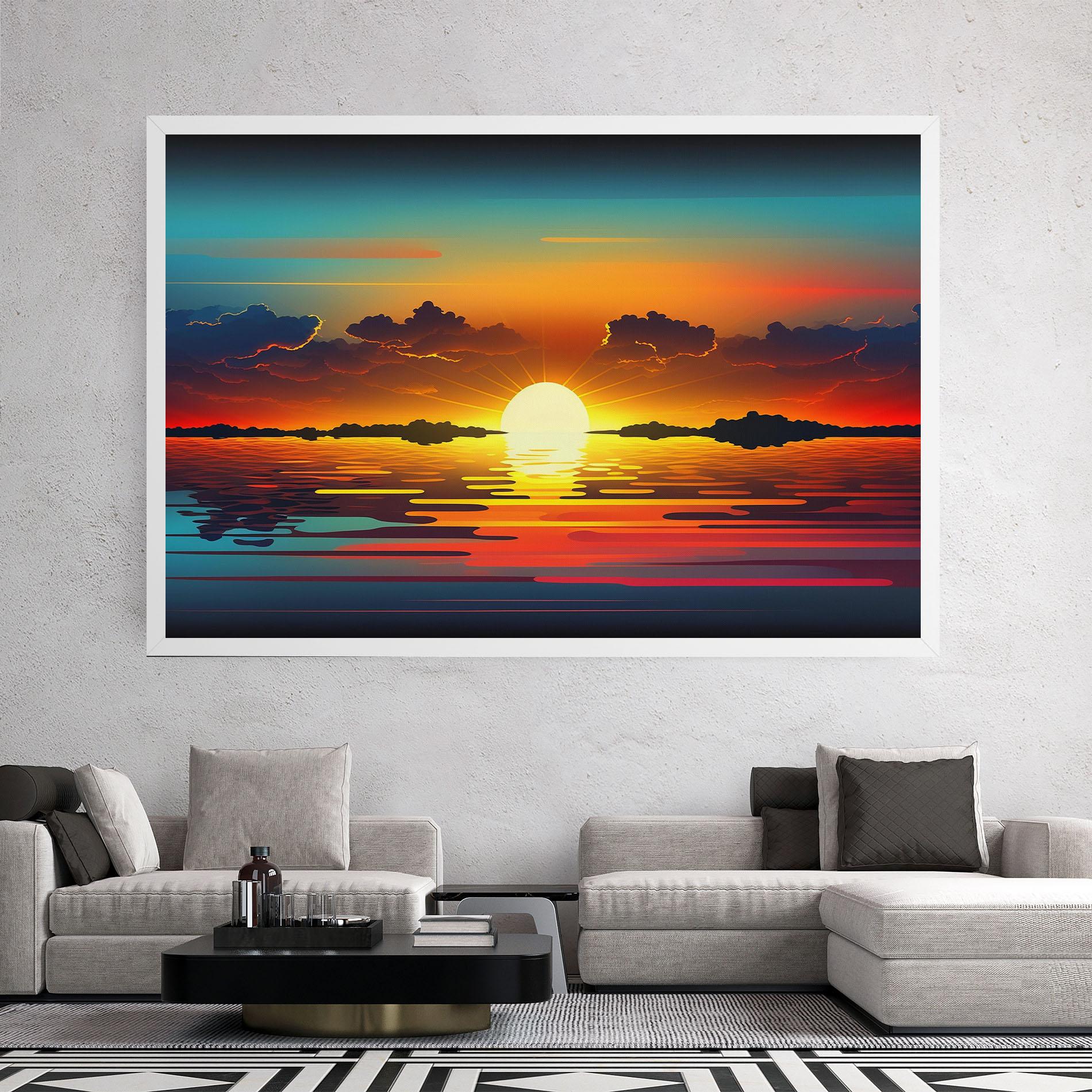Tablou Canvas Yellow Sunset Illustration mockup 2