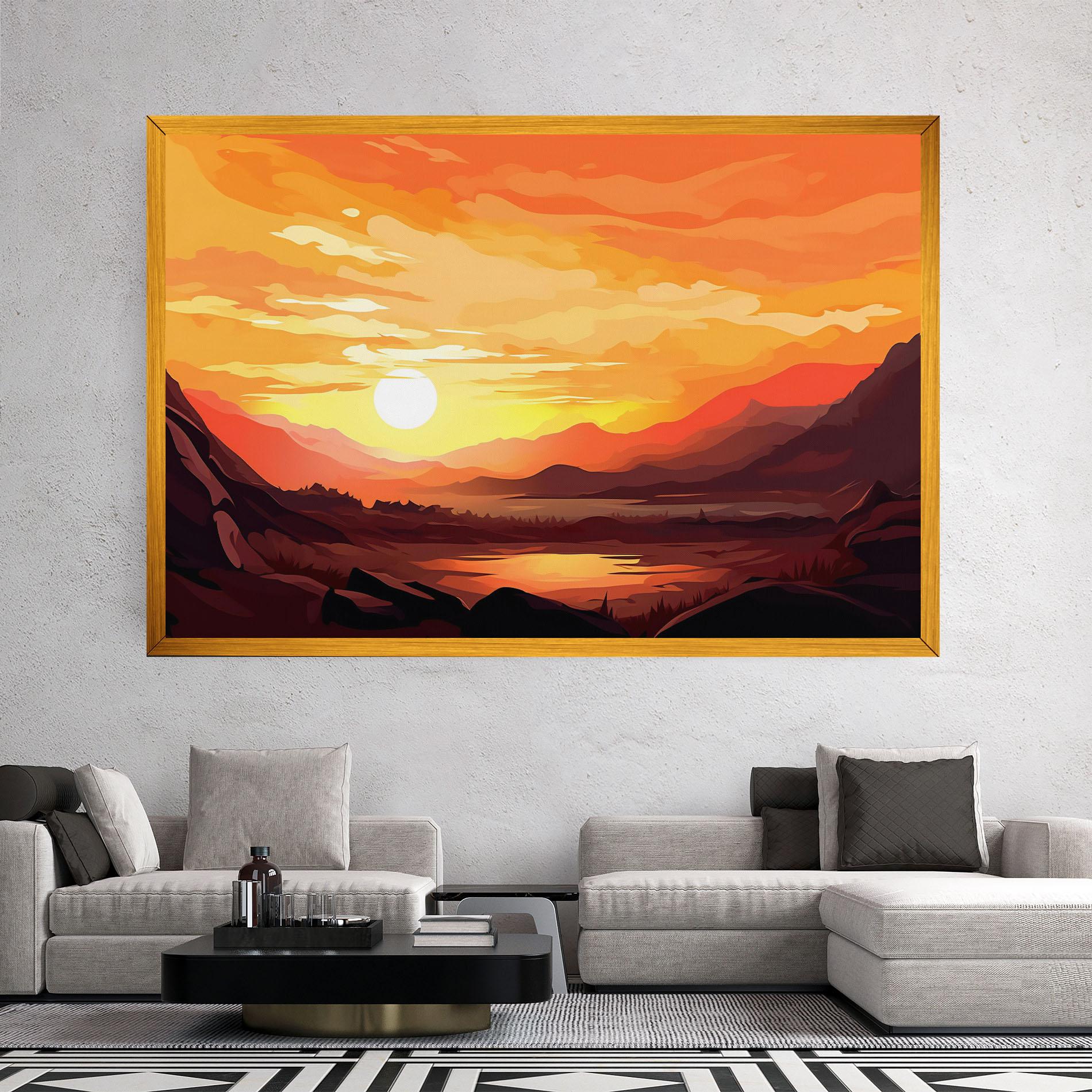 Tablou Canvas Beautiful Sunset Illustration mockup 2