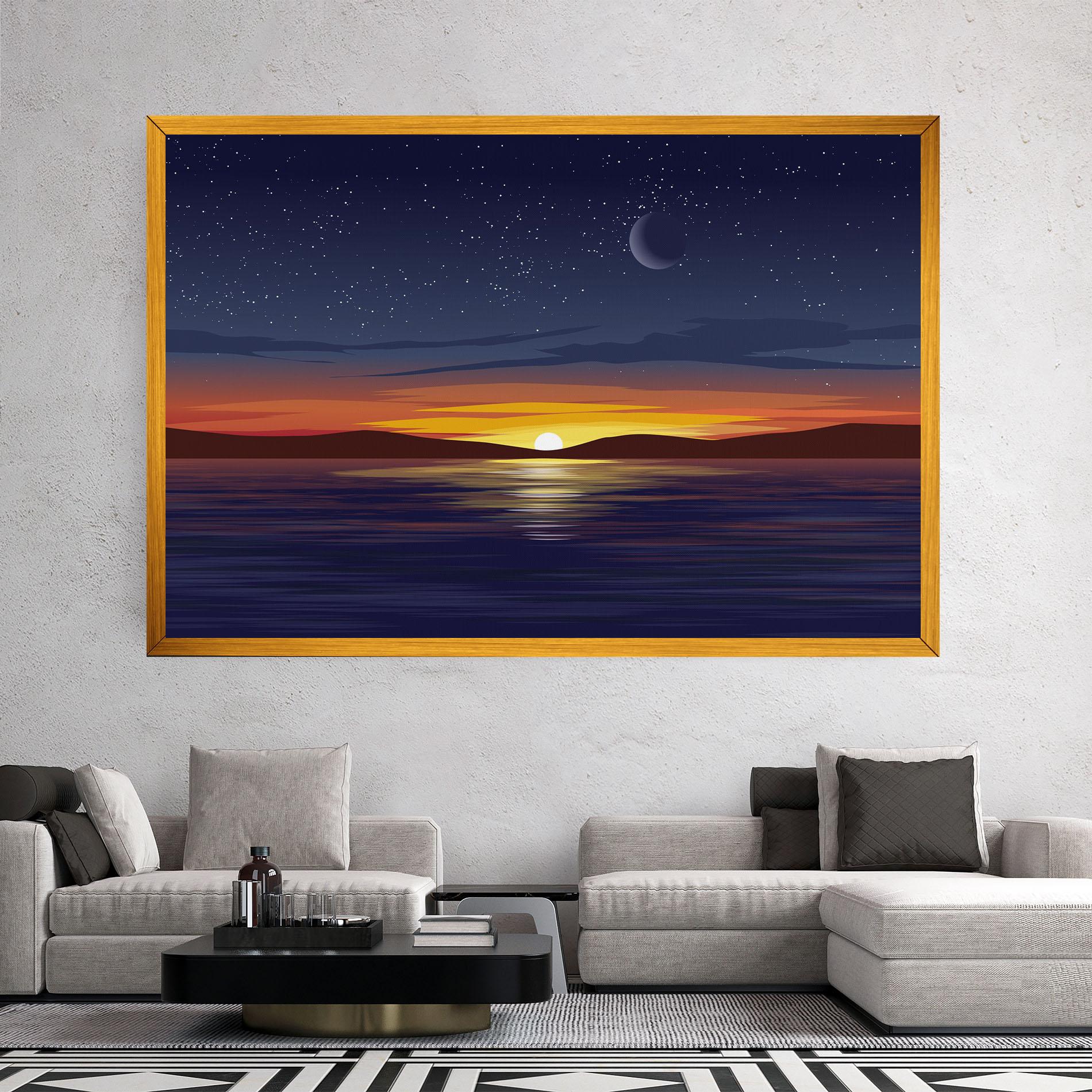 Tablou Canvas Ocean Moon Sunset mockup 2