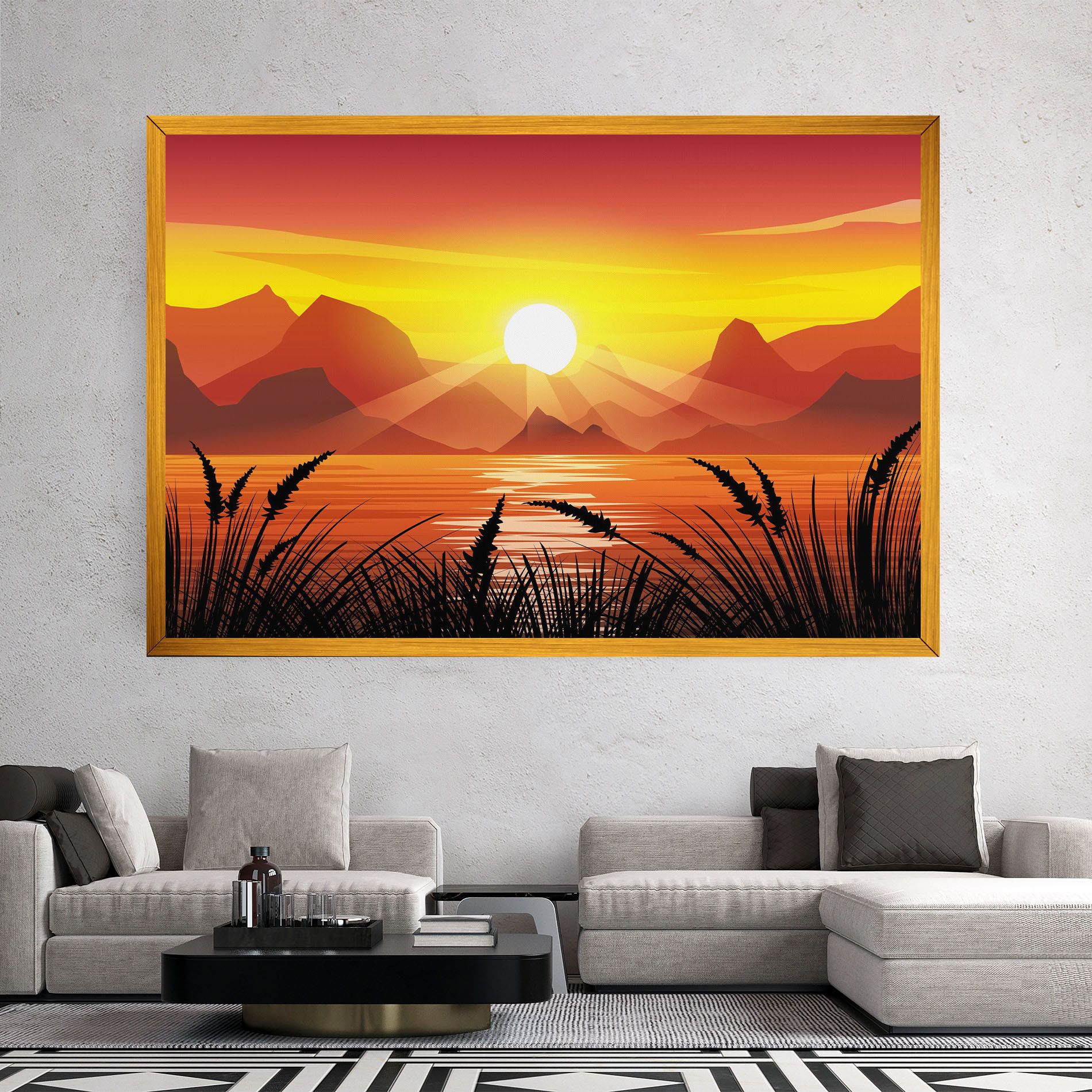 Sunrise Grass Art mockup 2