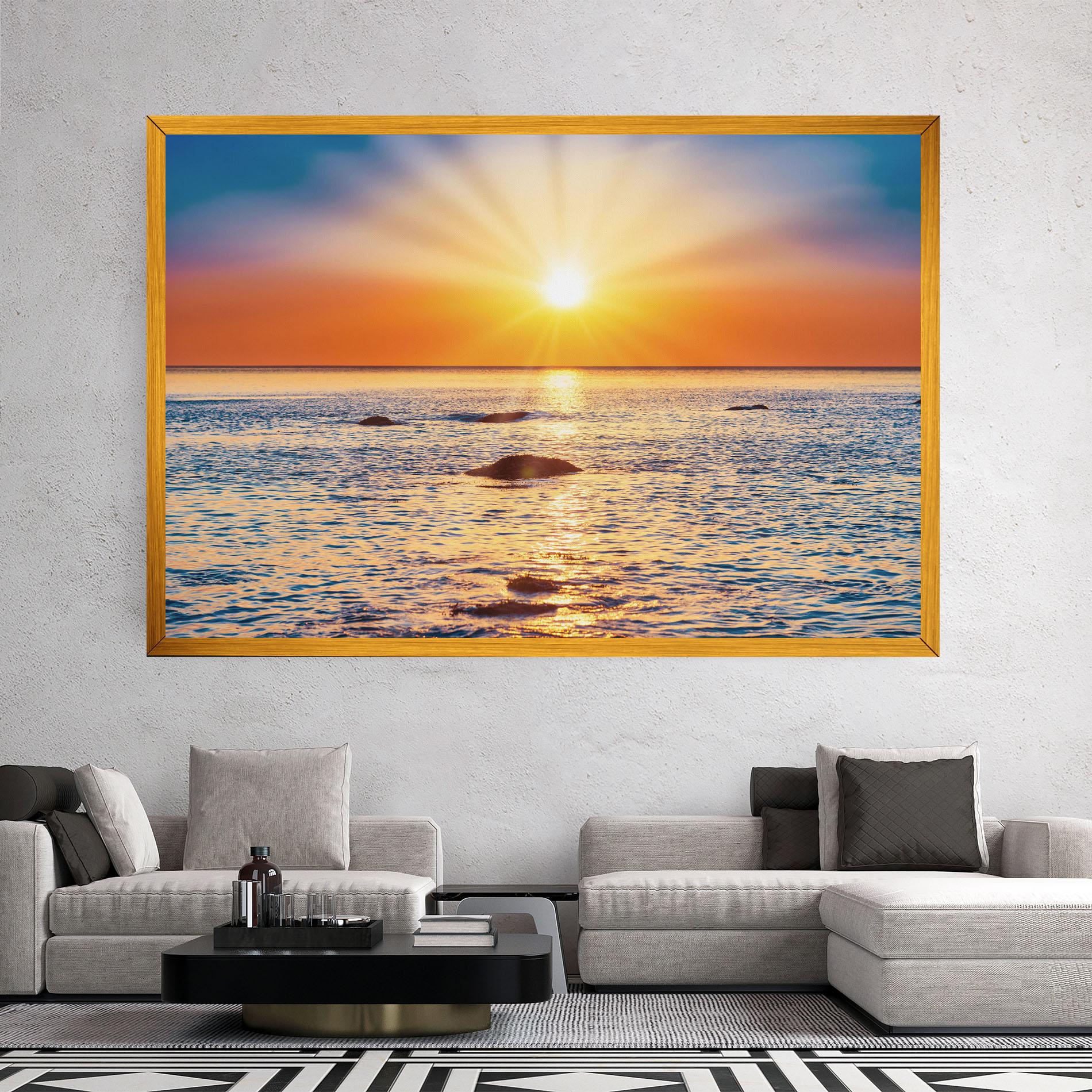 Tablou Canvas Sunset Beach Rocks mockup 2
