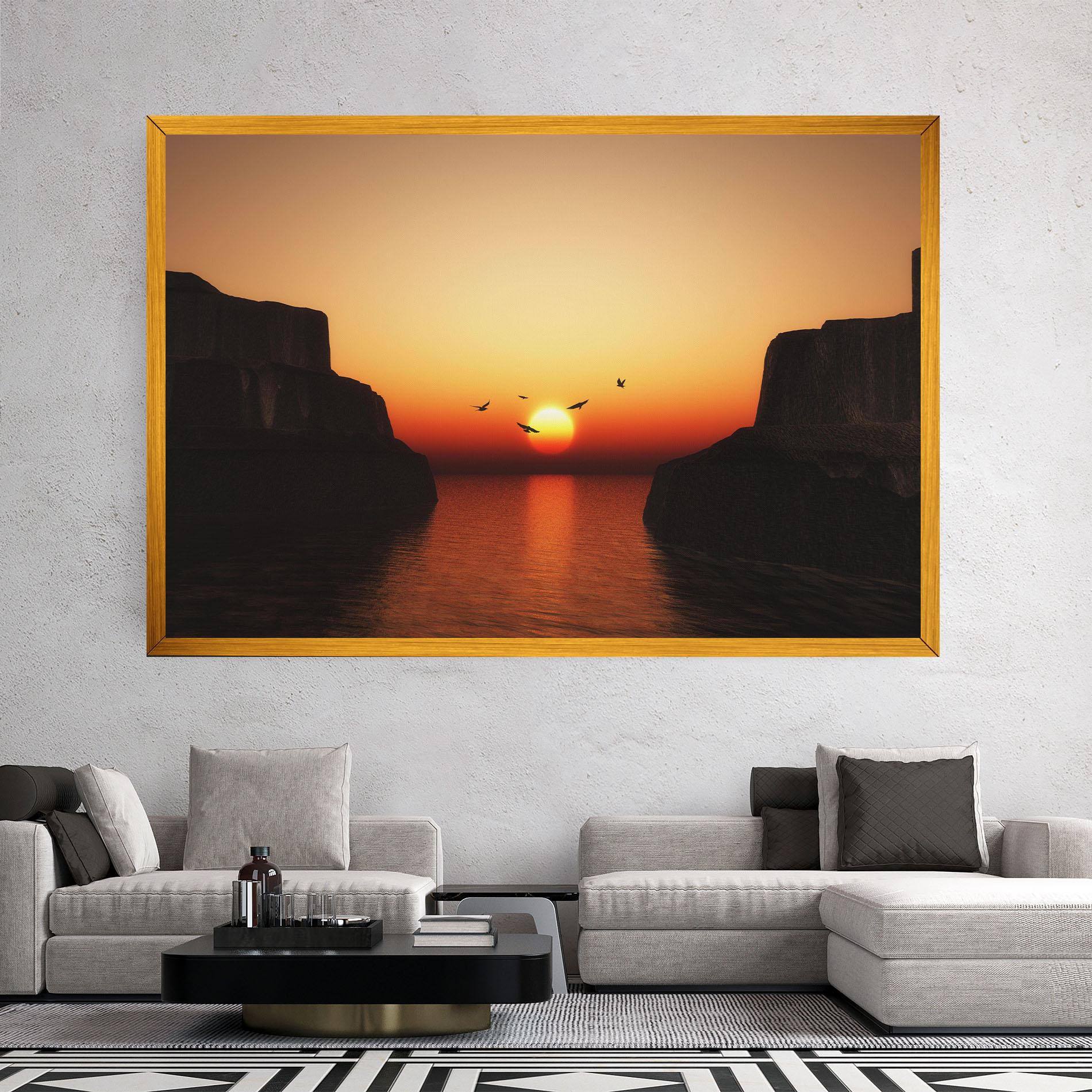 Tablou Canvas Sunset Silhouette Birds mockup 2