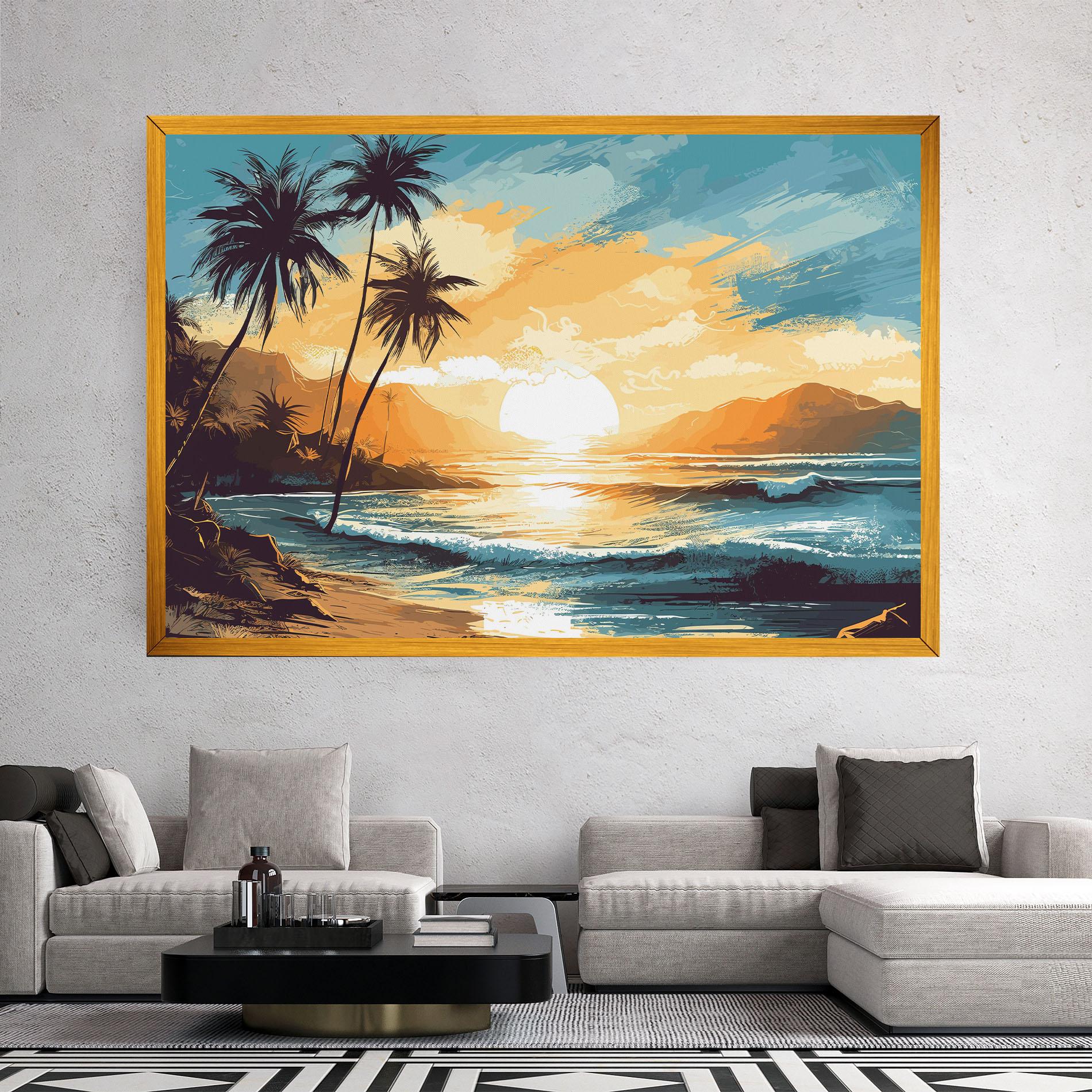 Tablou Canvas Yellow Blue Sunrise mockup 2
