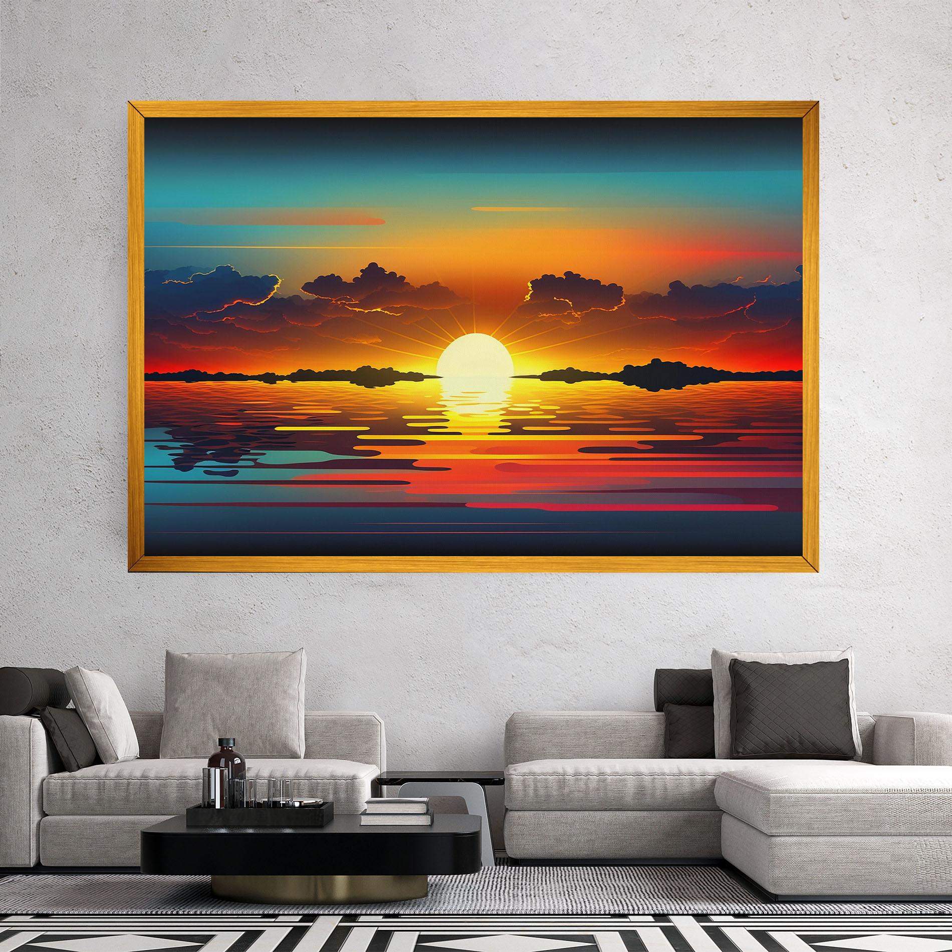 Tablou Canvas Yellow Sunset Illustration mockup 2