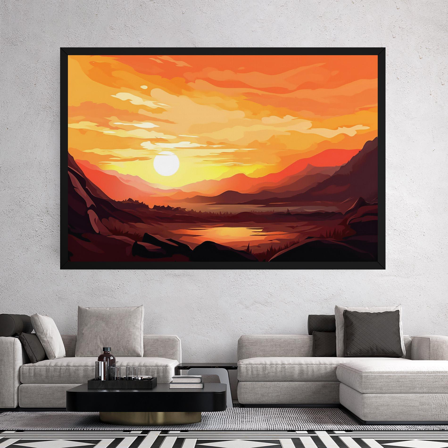 Tablou Canvas Beautiful Sunset Illustration mockup 2