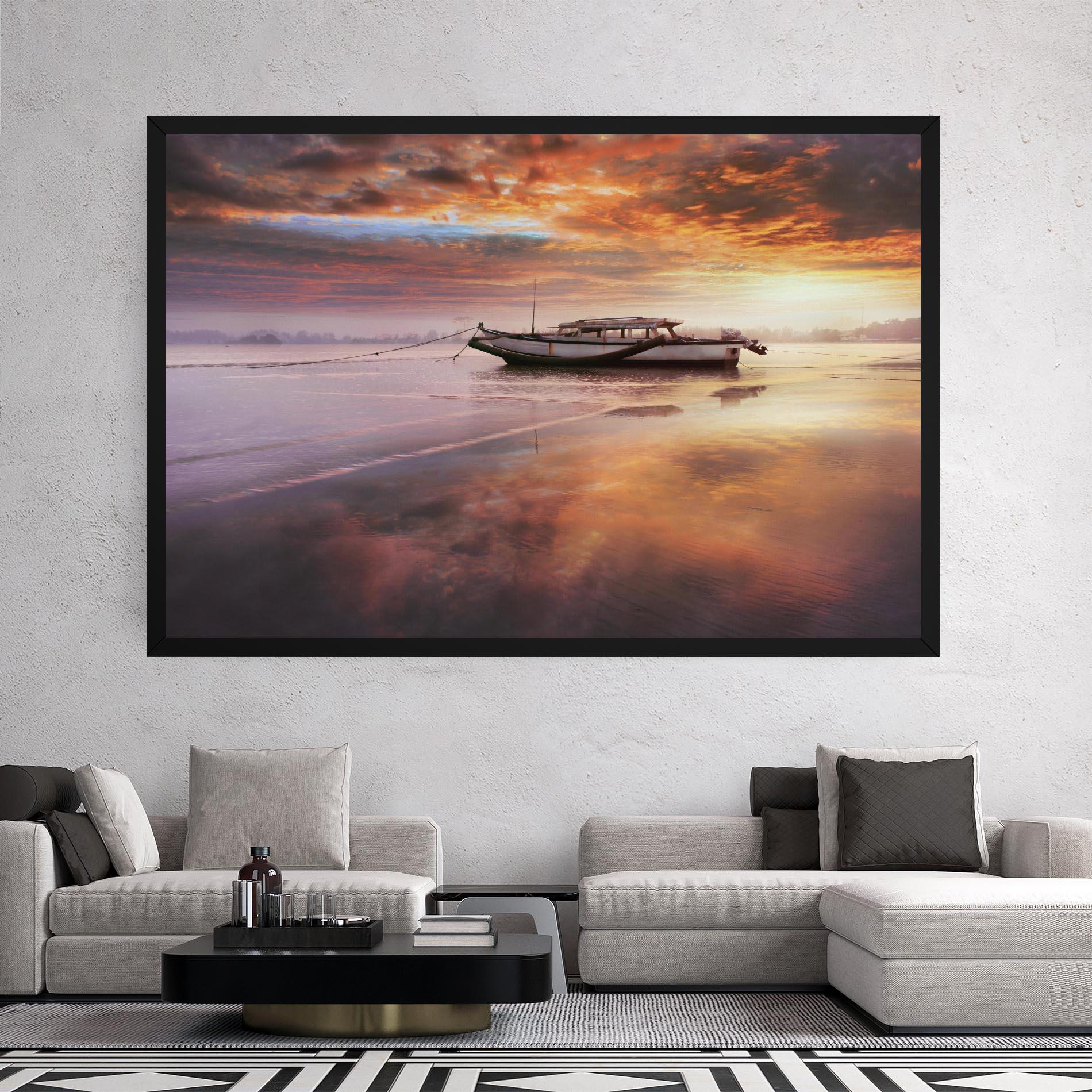 Tablou Canvas Beauty Boat Sunrise mockup 2