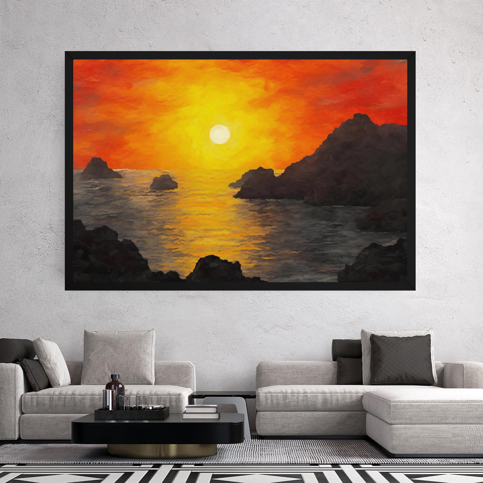 Tablou Canvas Mountains Rocks Painting mockup 2