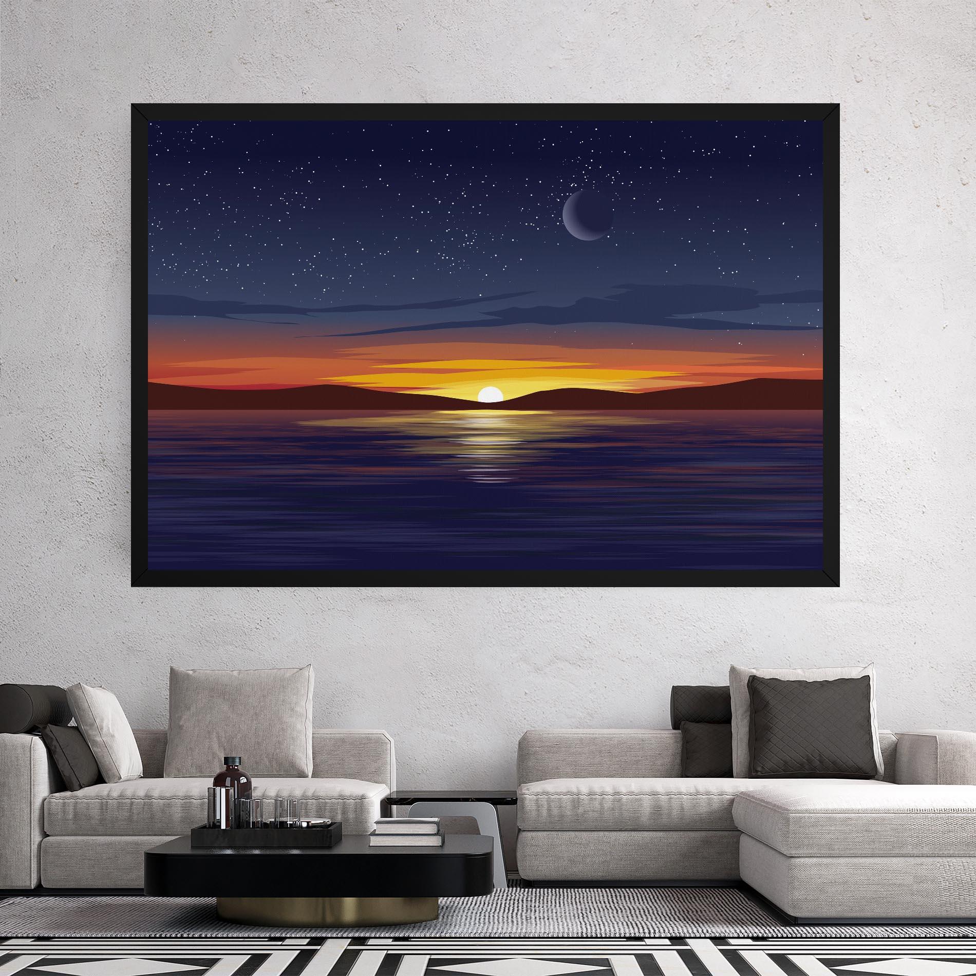 Tablou Canvas Ocean Moon Sunset mockup 2