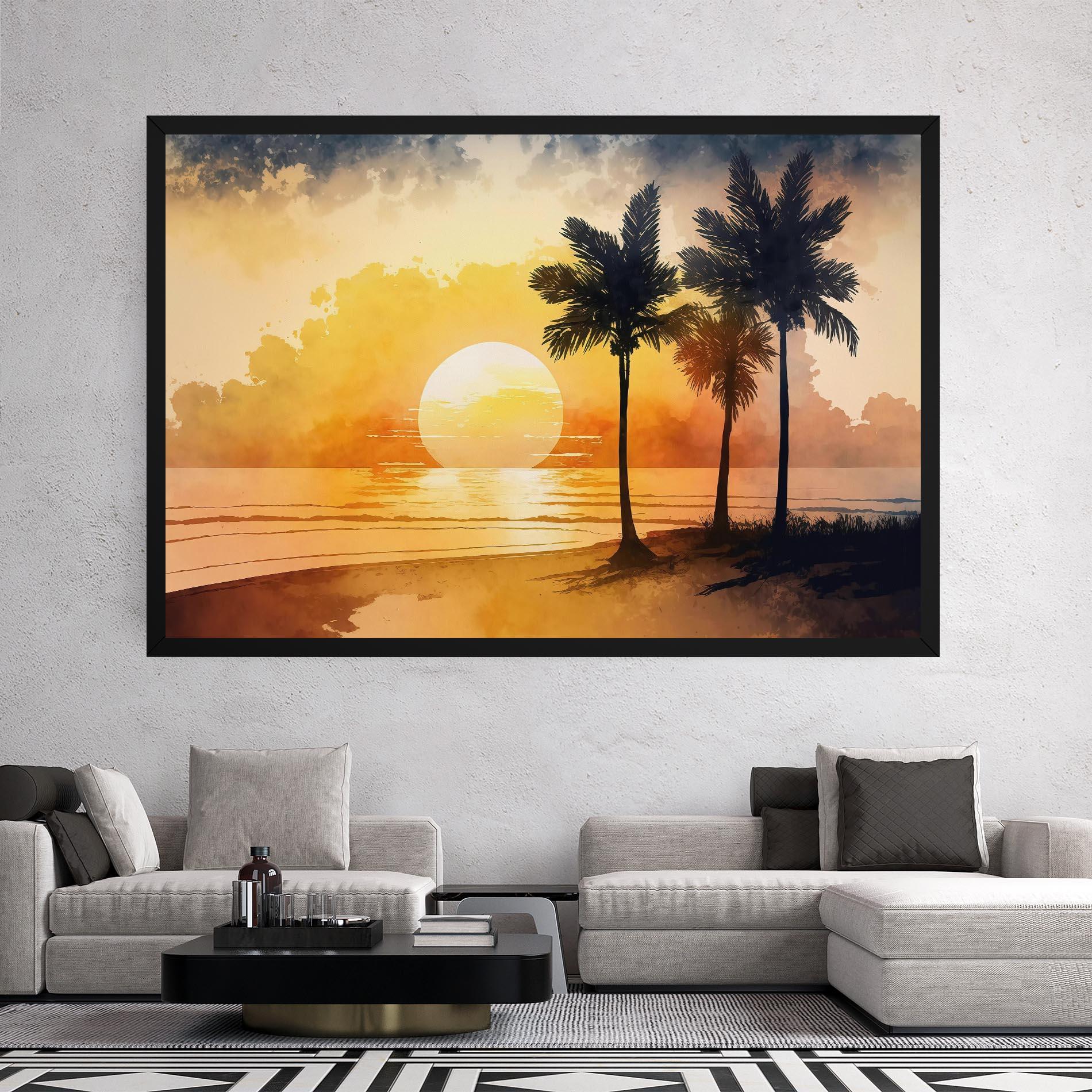 Tablou Canvas Palm Trees Sunset mockup 2