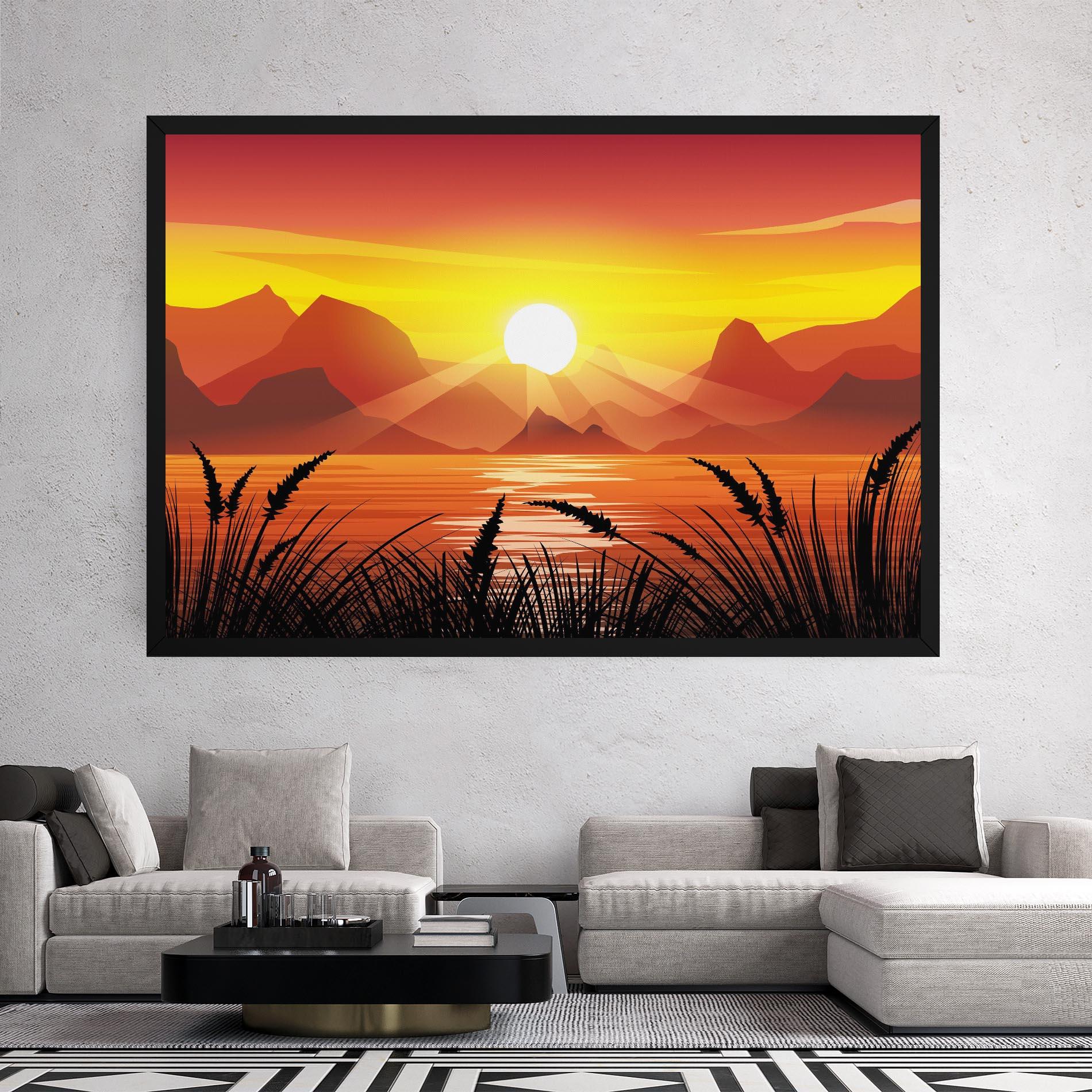 Tablou Canvas Sunrise Grass Art mockup 2