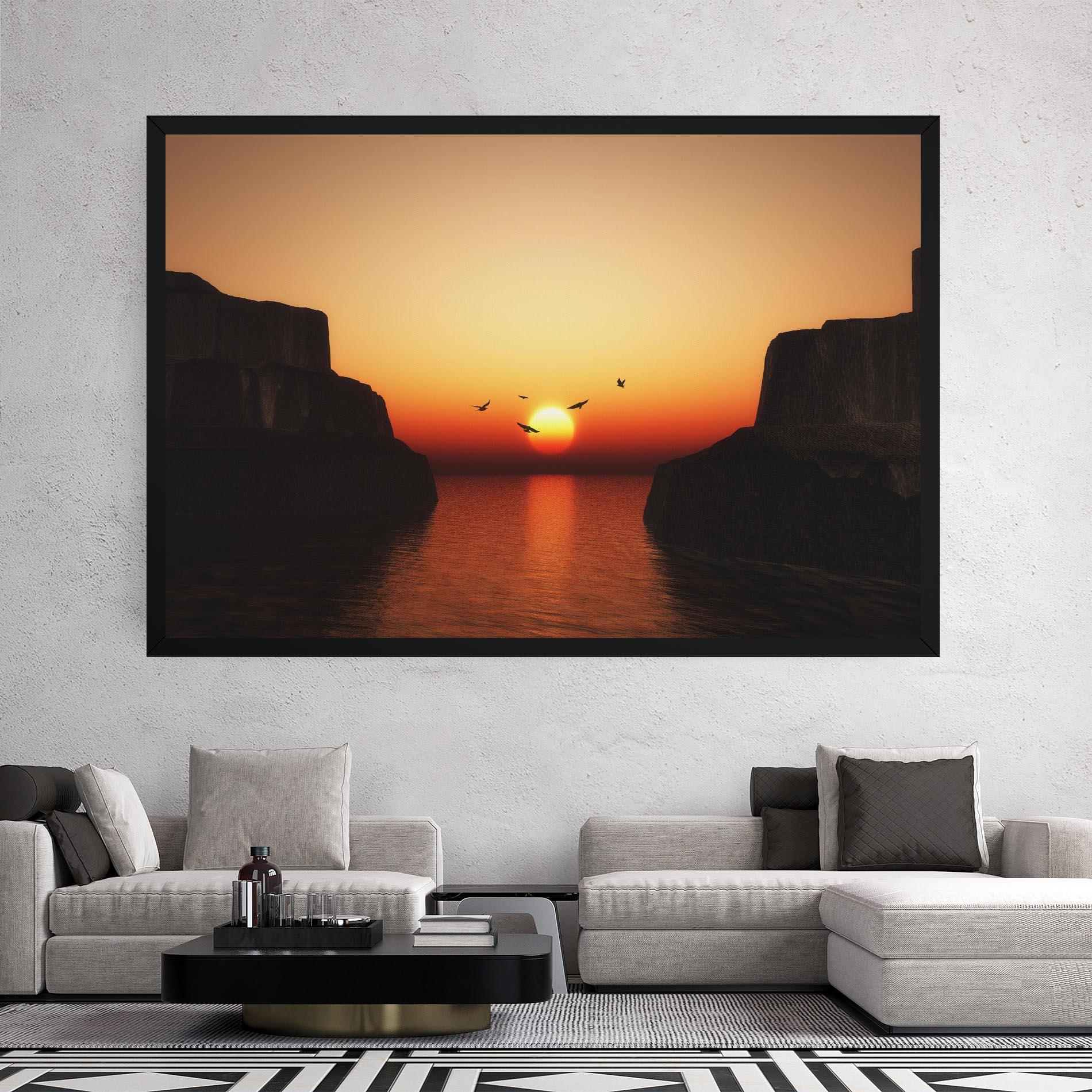 Tablou Canvas Sunset Silhouette Birds mockup 2
