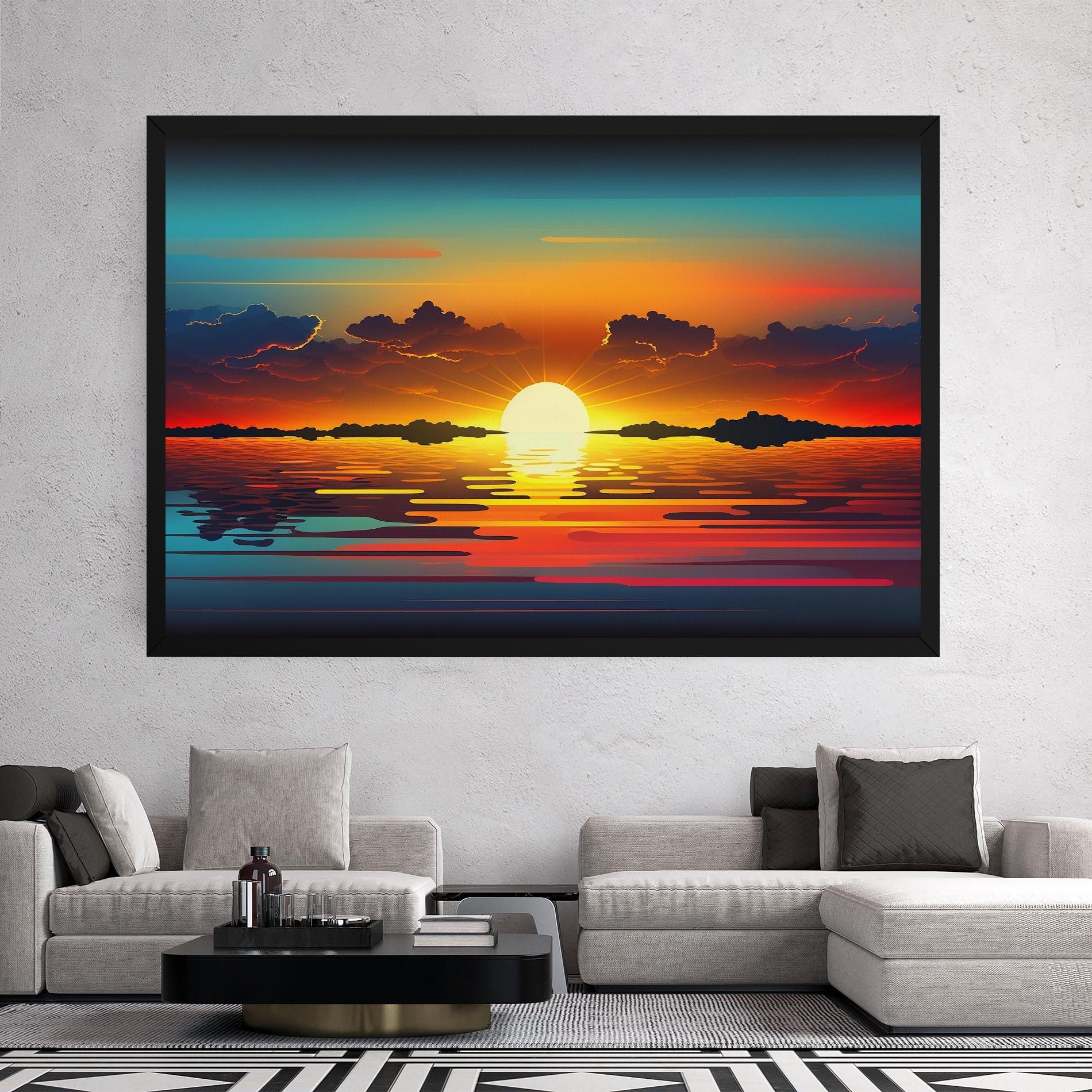 Tablou Canvas Yellow Sunset Illustration mockup 2