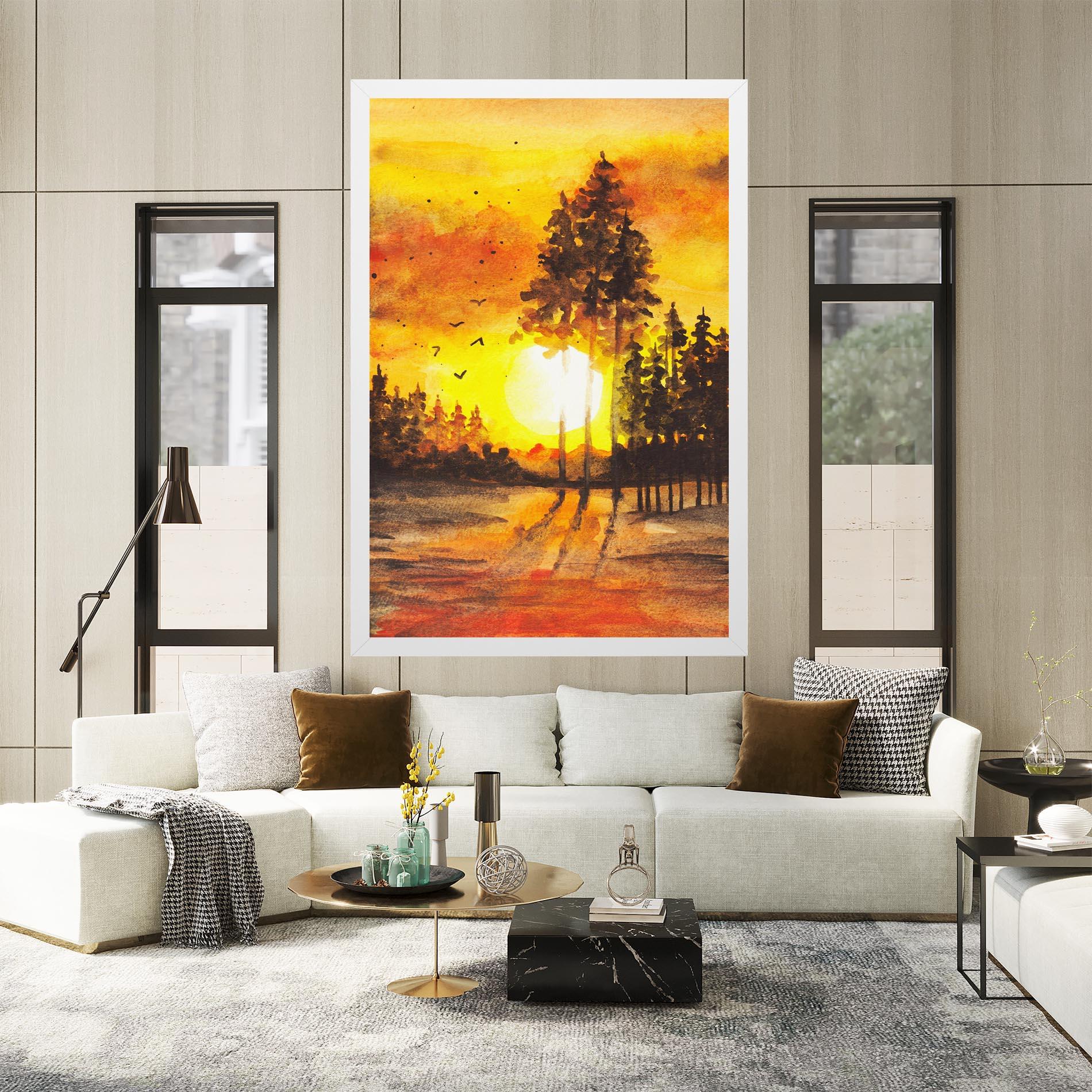 Tablou Canvas Watercolor Sunset Painting mockup 2