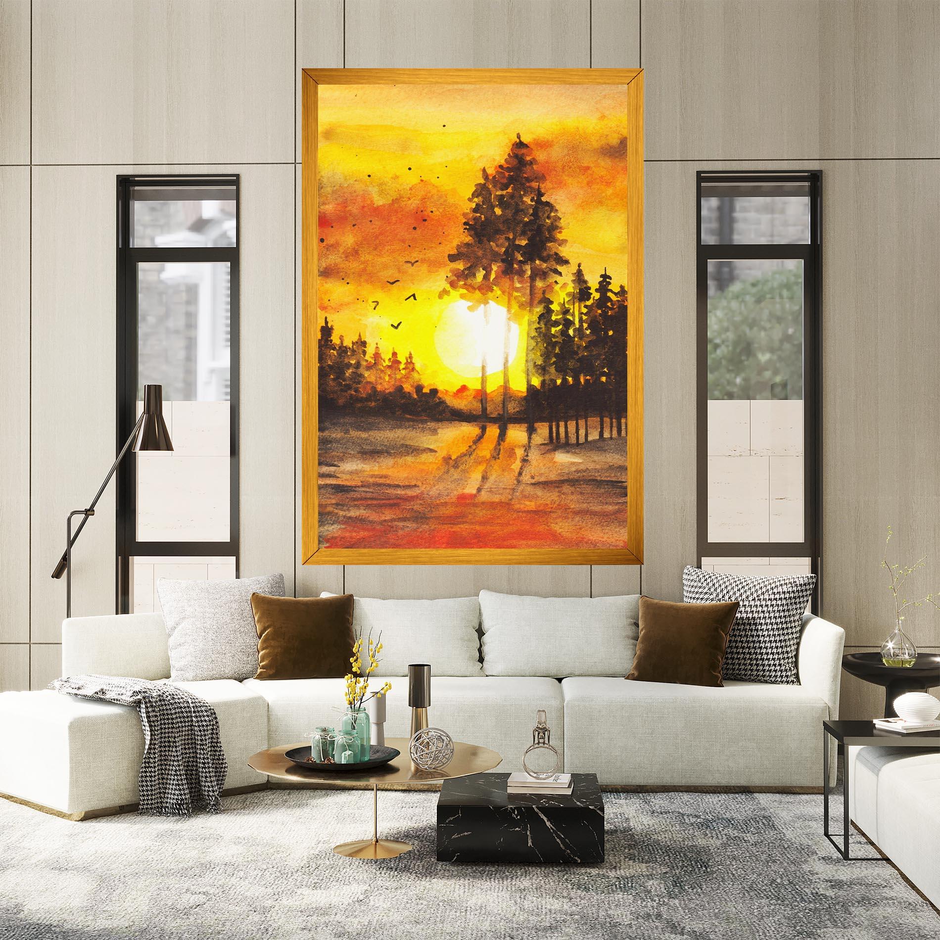 Tablou Canvas Watercolor Sunset Painting mockup 2