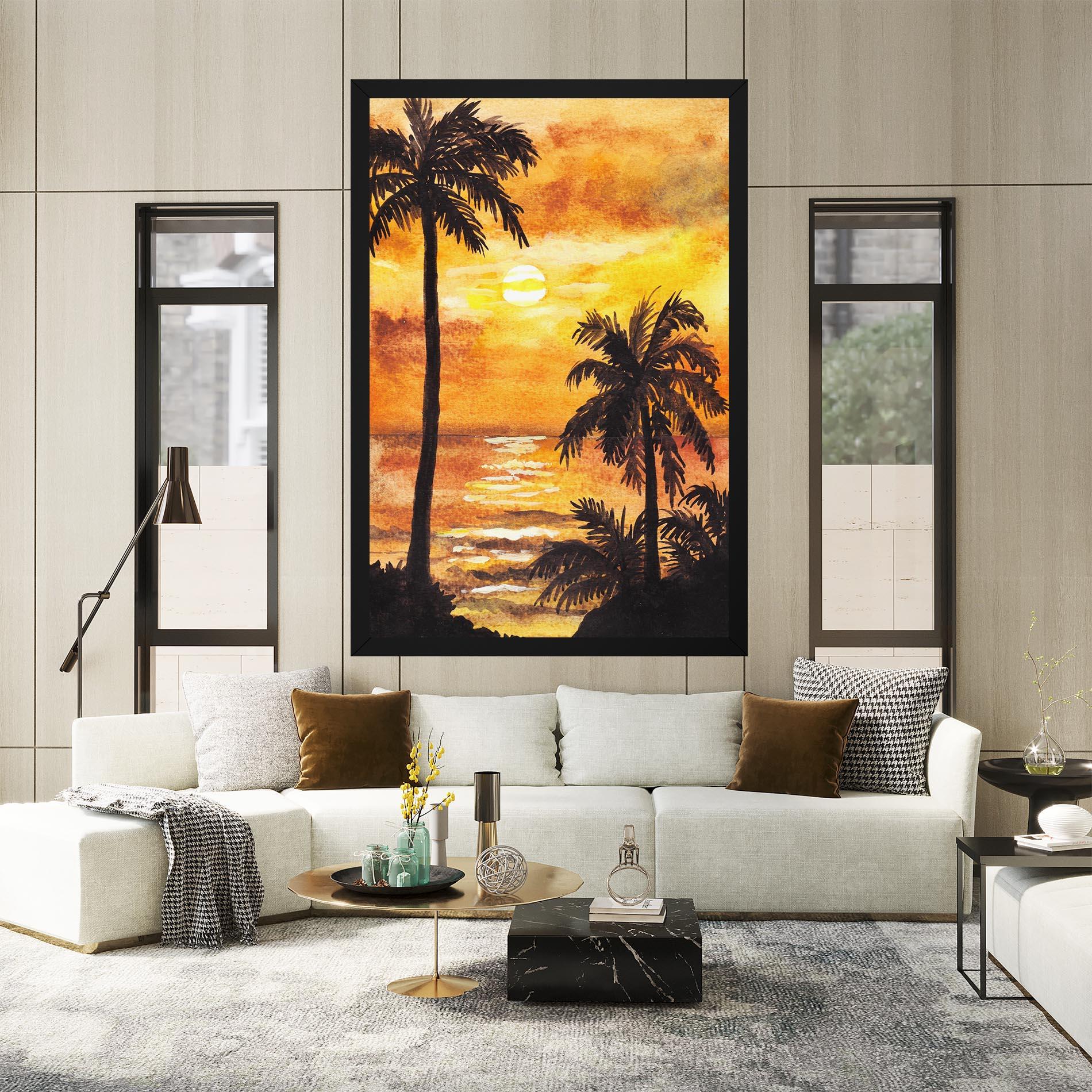 Tablou Canvas Watercolor Painting Sunrise mockup 2