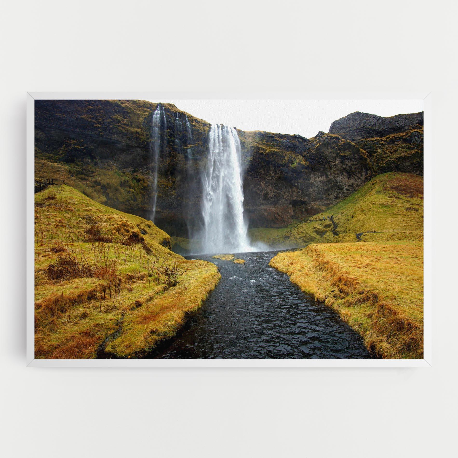 Tablou Canvas Yellow Grass Waterfall mockup 0