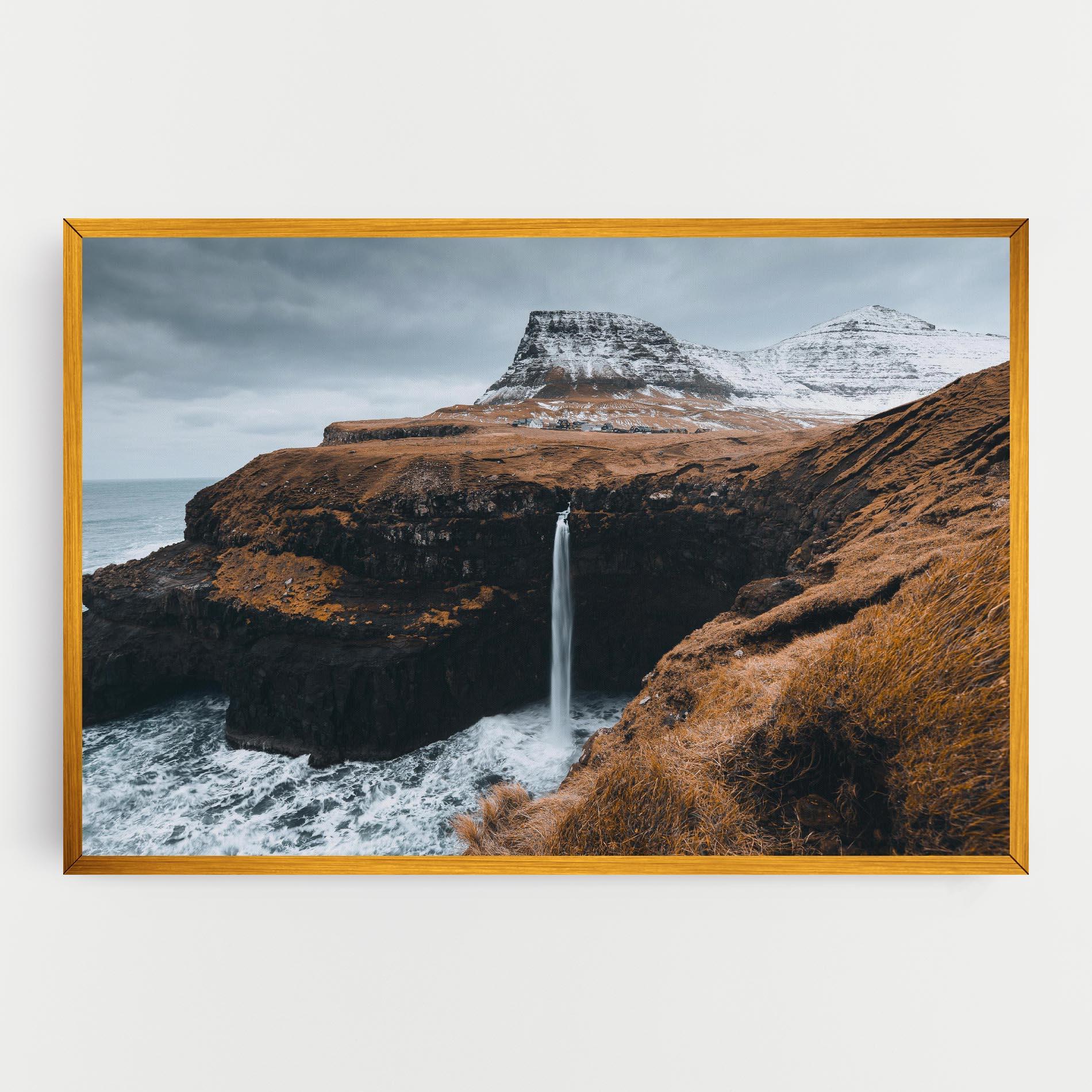 Tablou Canvas Black Houses Waterfall mockup 0