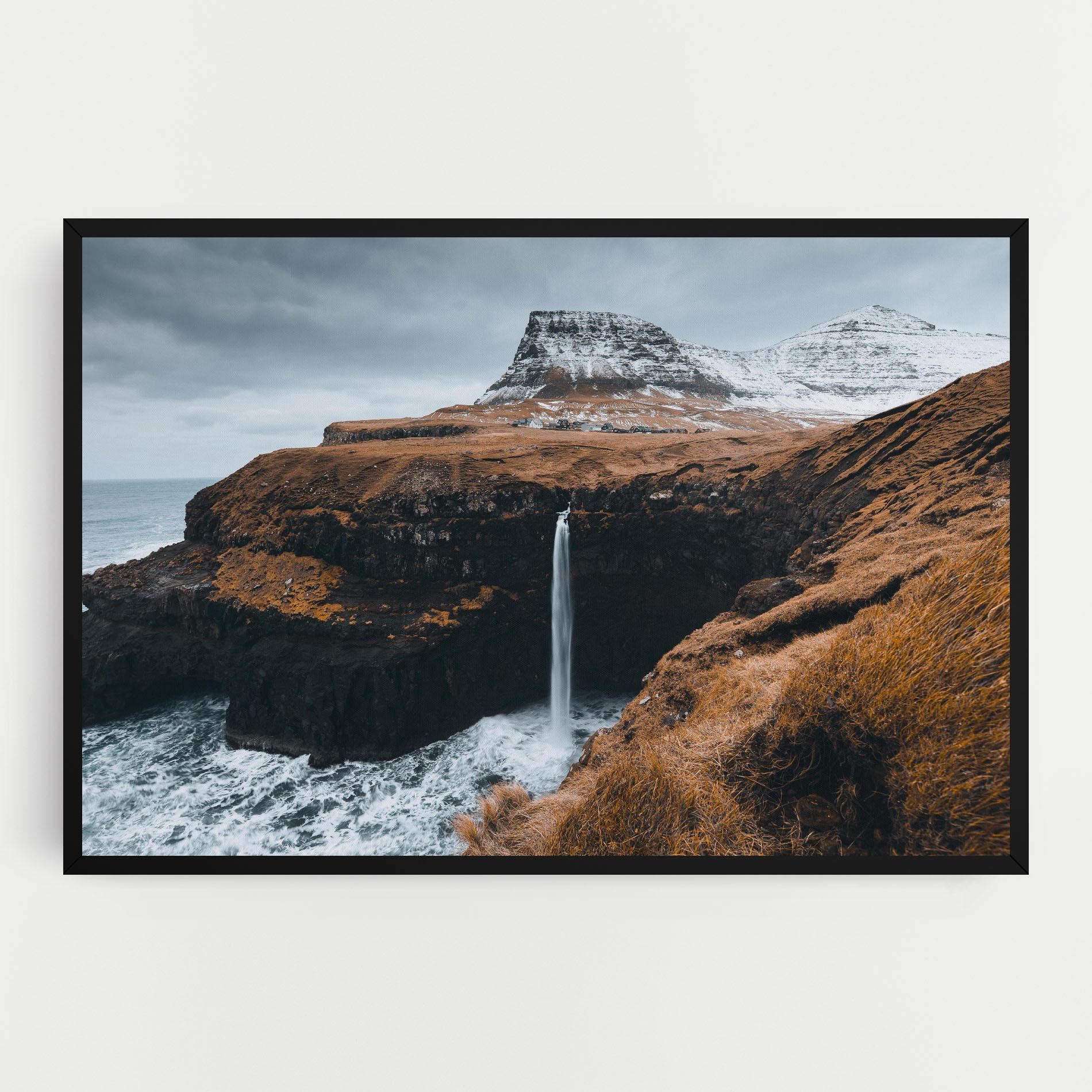 Tablou Canvas Black Houses Waterfall mockup 0