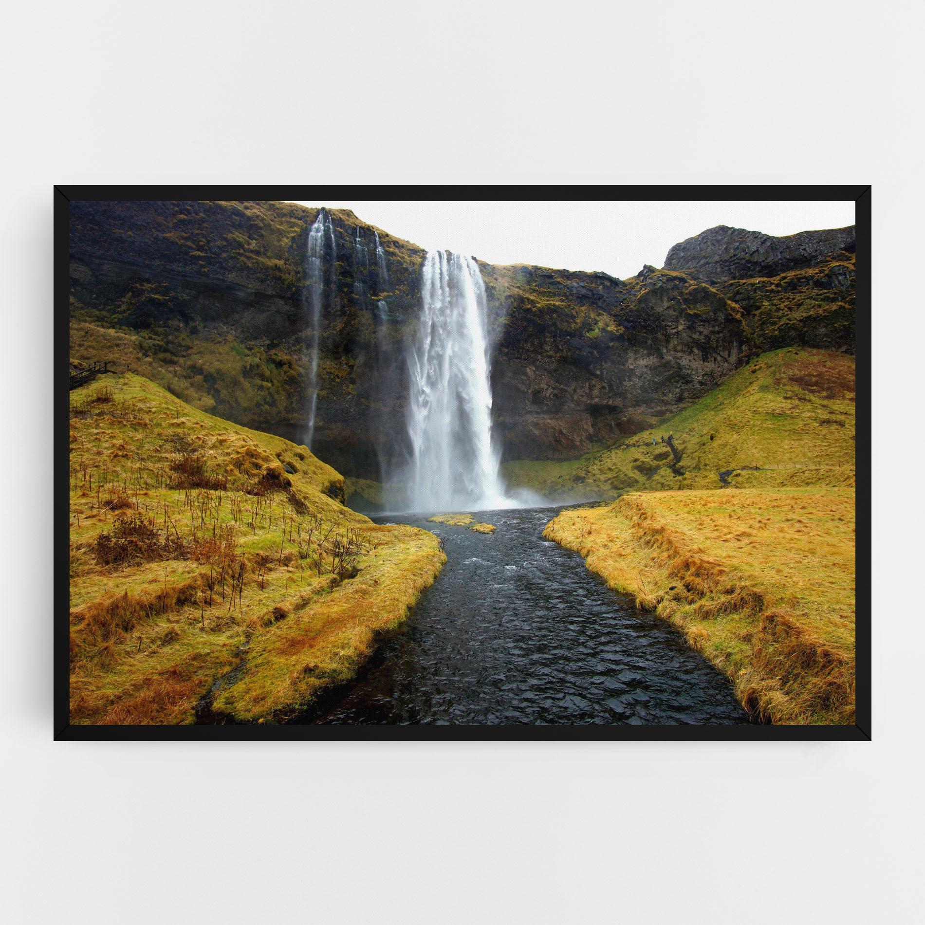 Tablou Canvas Yellow Grass Waterfall mockup 0