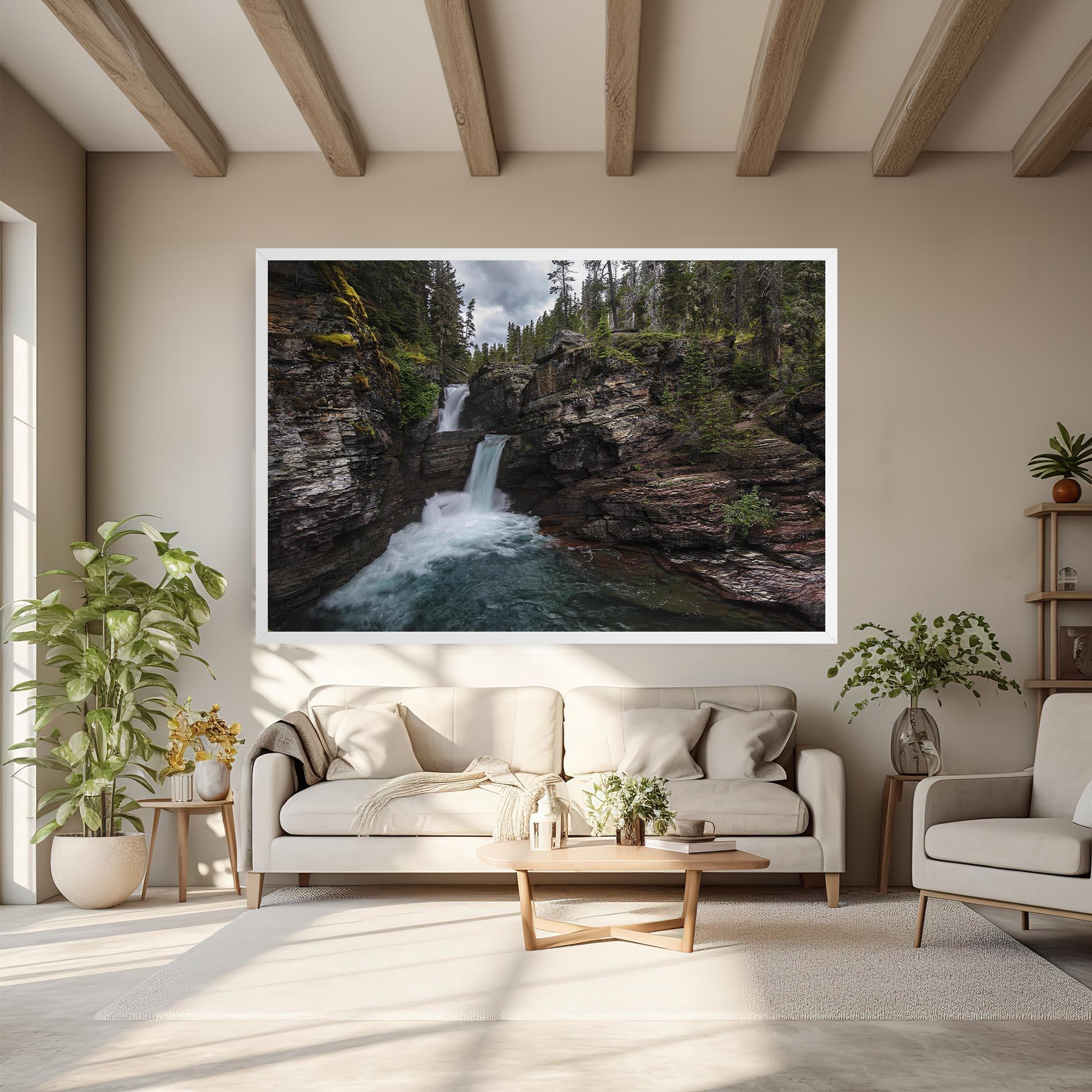 Tablou Canvas Majestic Forest Waterfall mockup 6